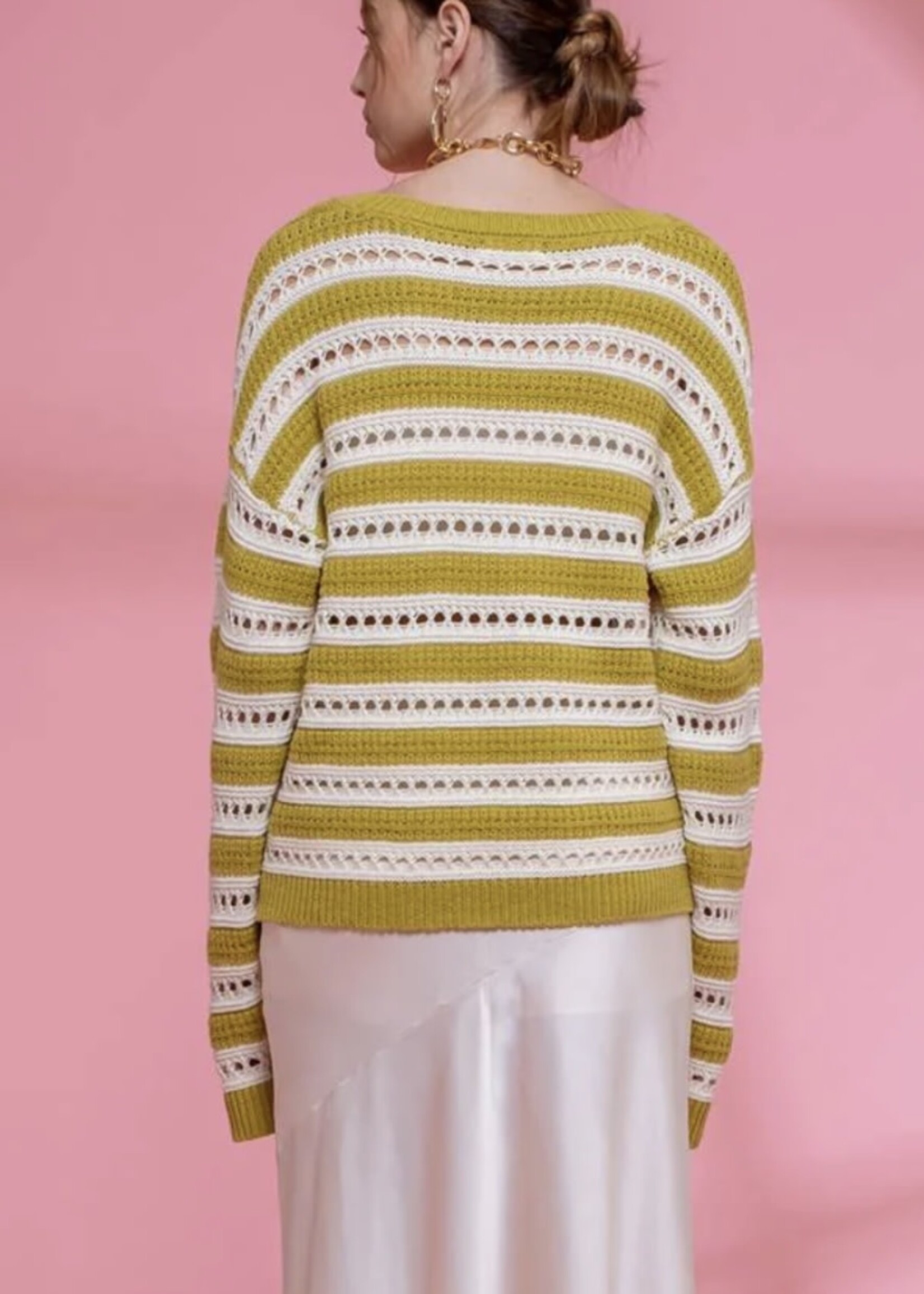 Count Me In Striped Eyelet Sweater