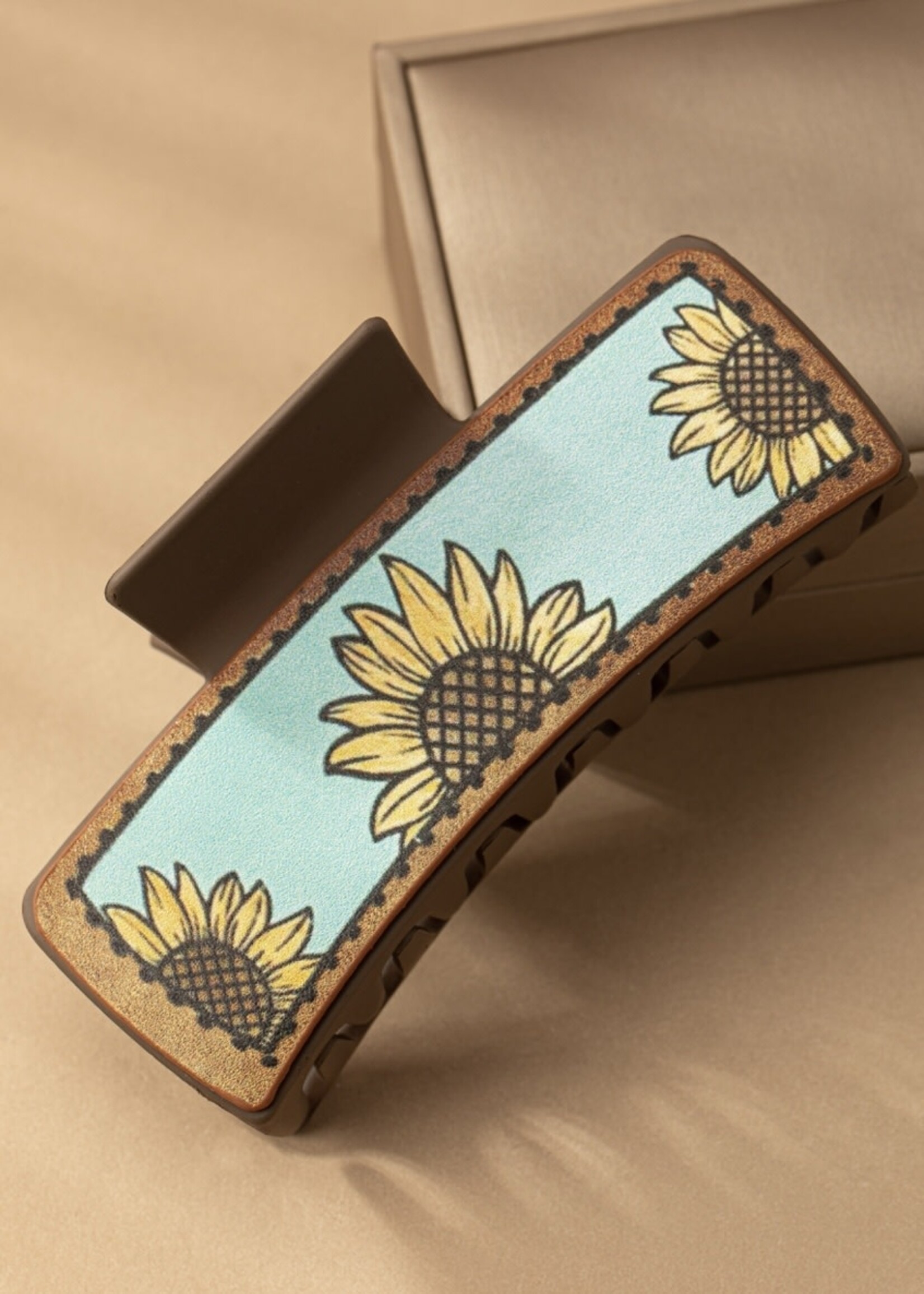 Printed Faux Leather Western Claw Clip