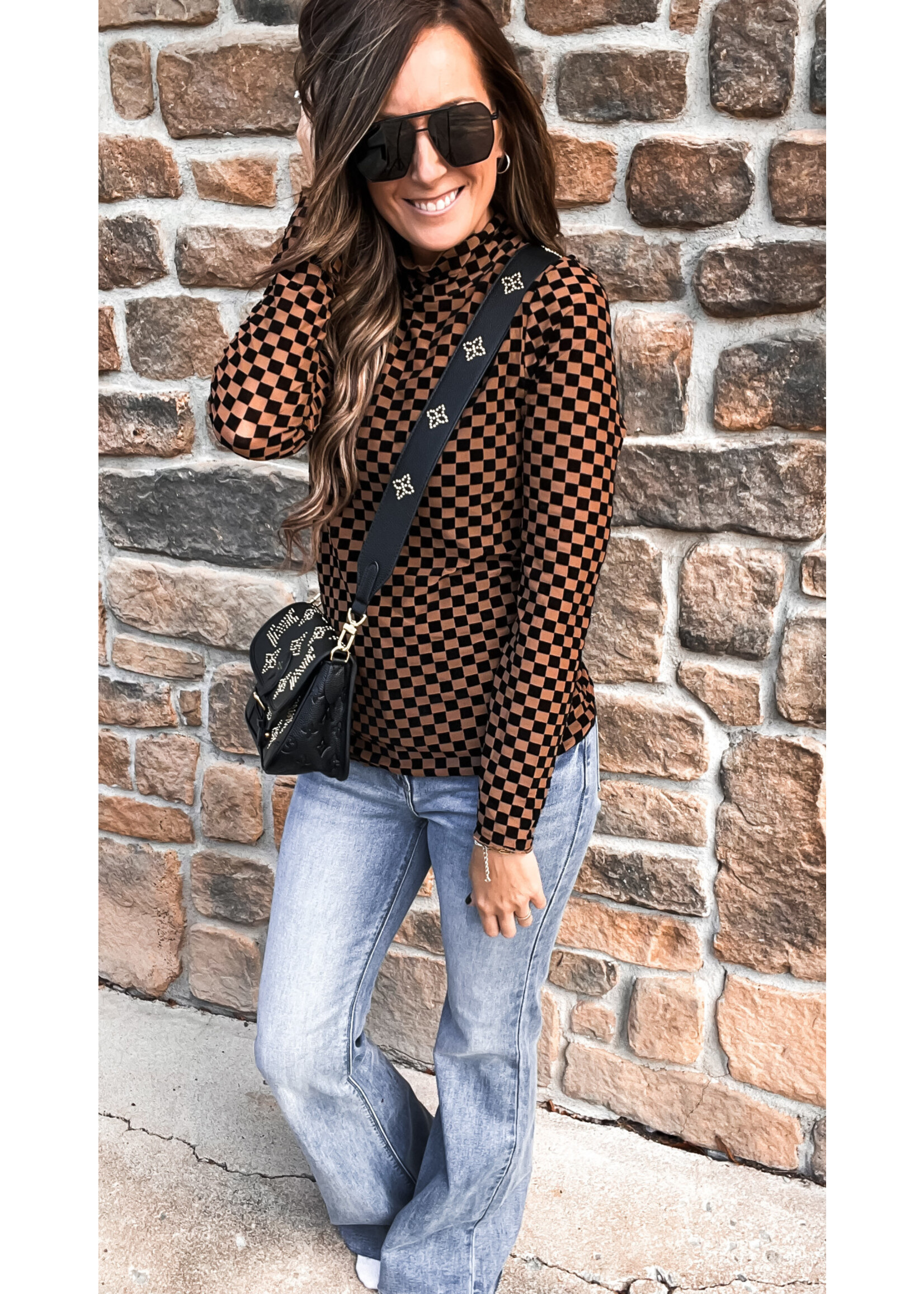 Caught Your Eye Checkered Mesh Top - So Obsessed Boutique