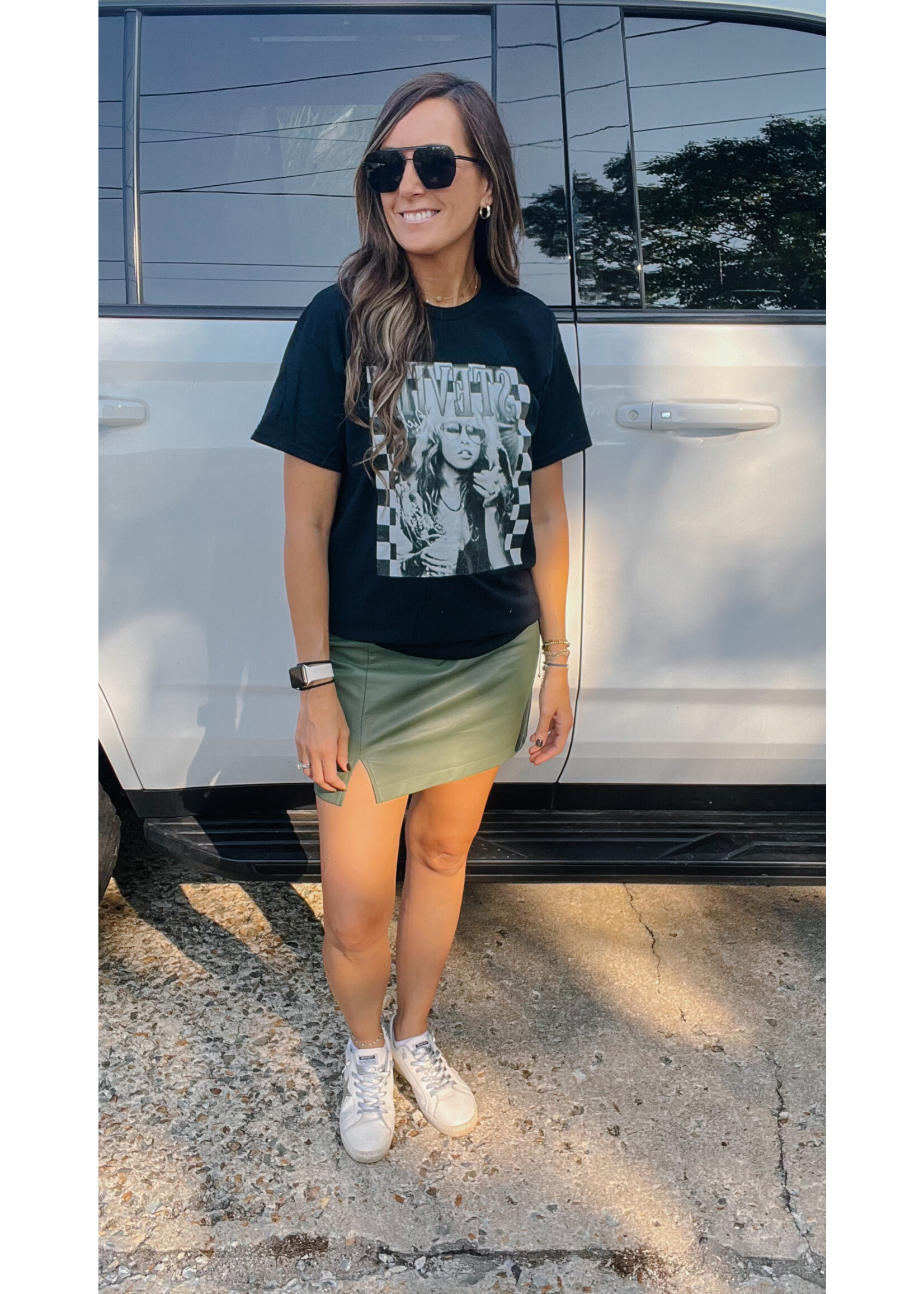 Stevie Check Print Graphic Tee