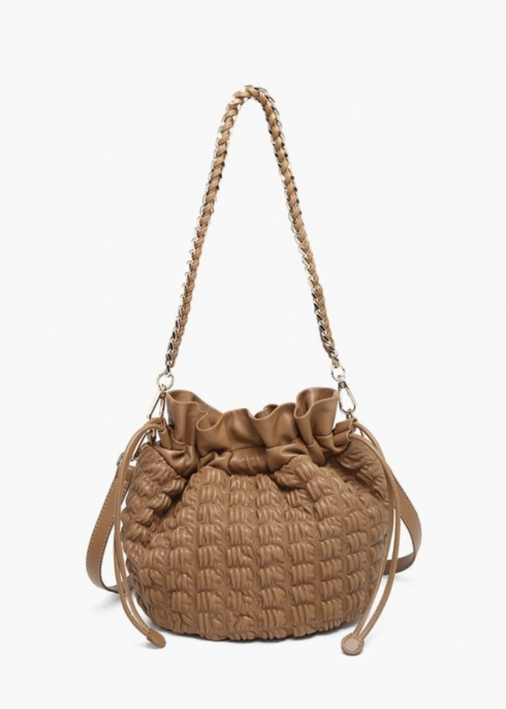 Berlin Cinched Bucket Bag w/ Gold Chain Strap