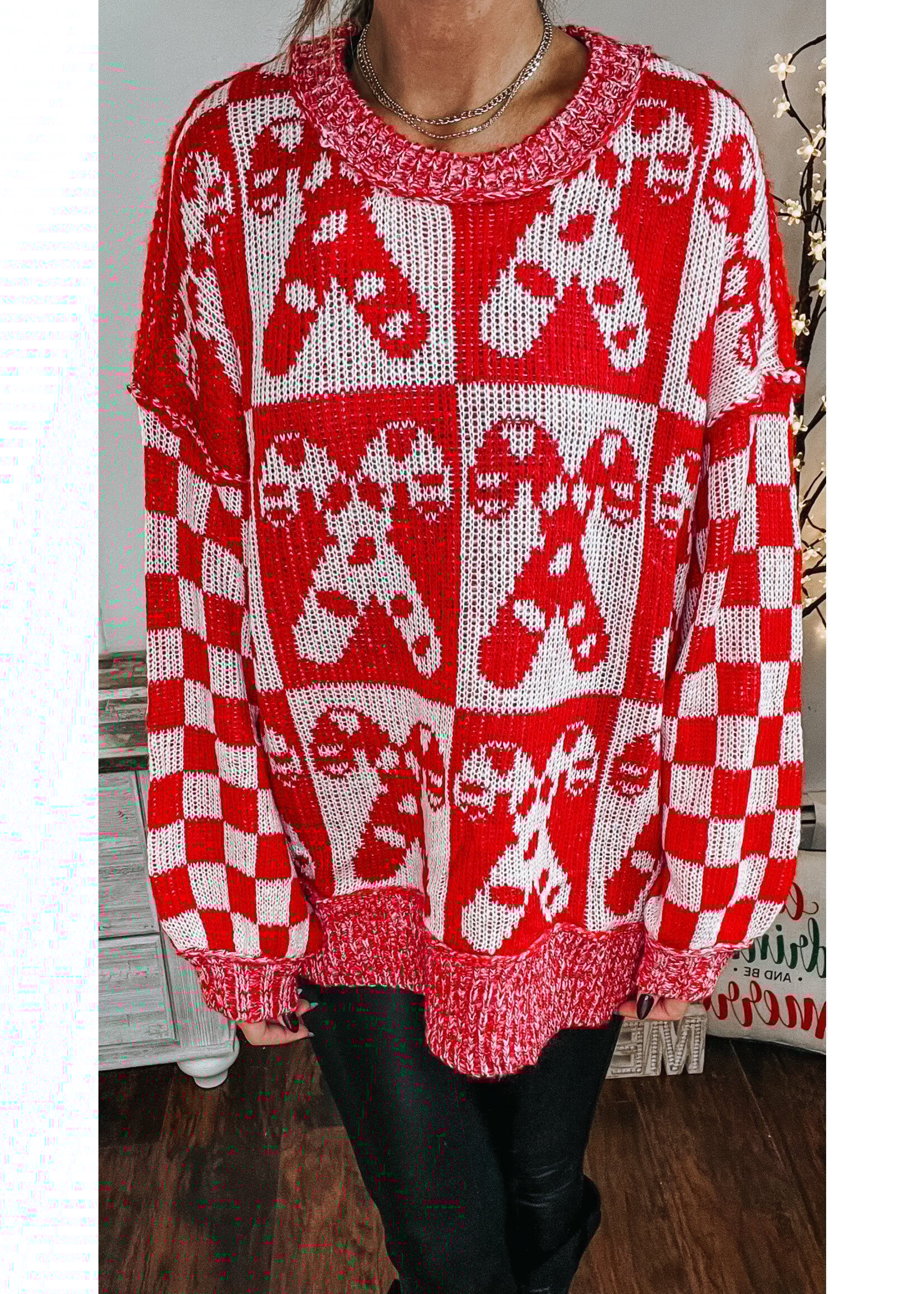 Candy Cane Lane Check Sweater
