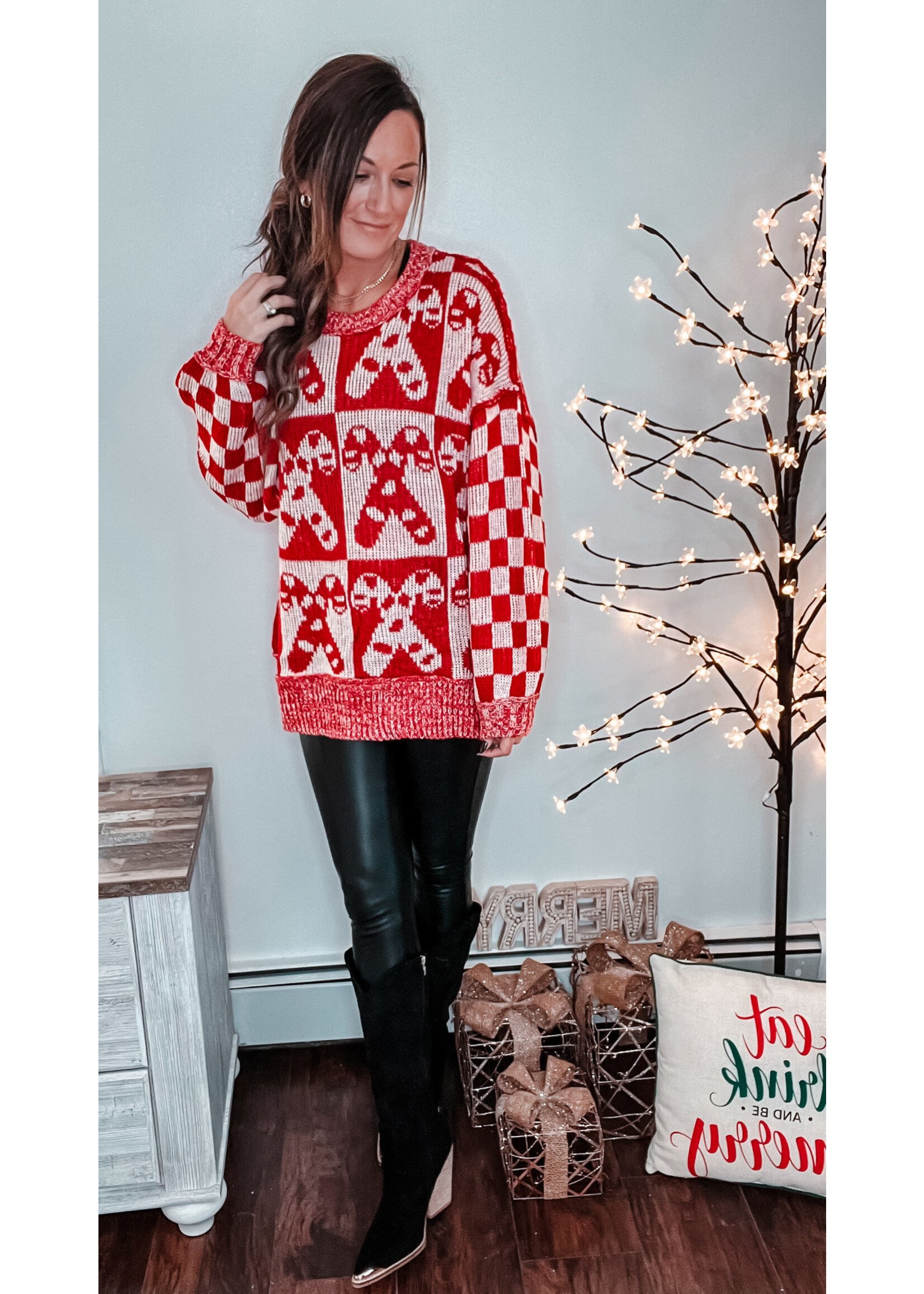 Candy Cane Lane Check Sweater