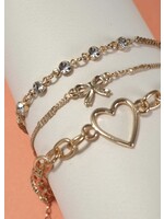 Multi Layer Bow Heart Bracelet