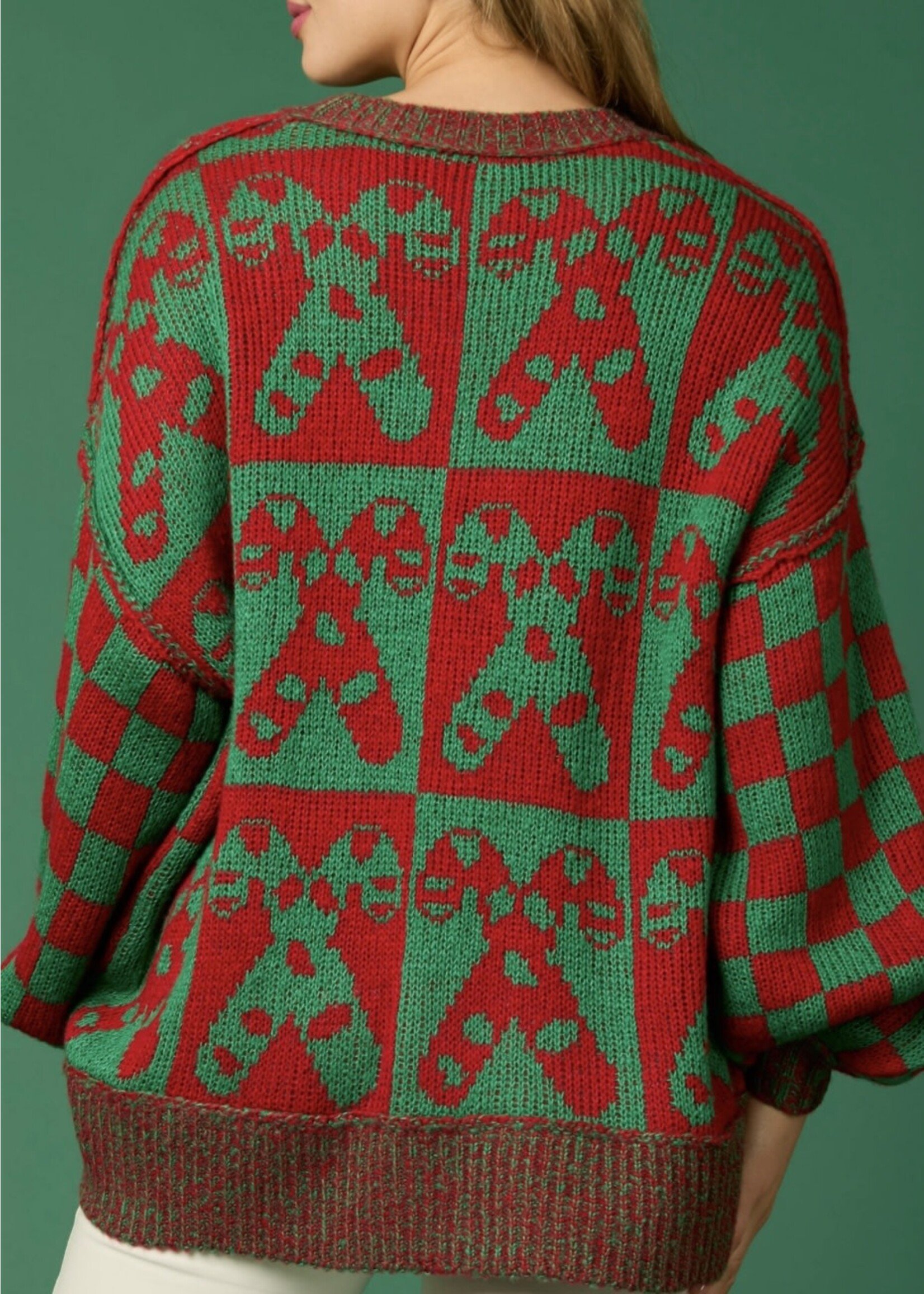 Candy Cane Lane Check Sweater