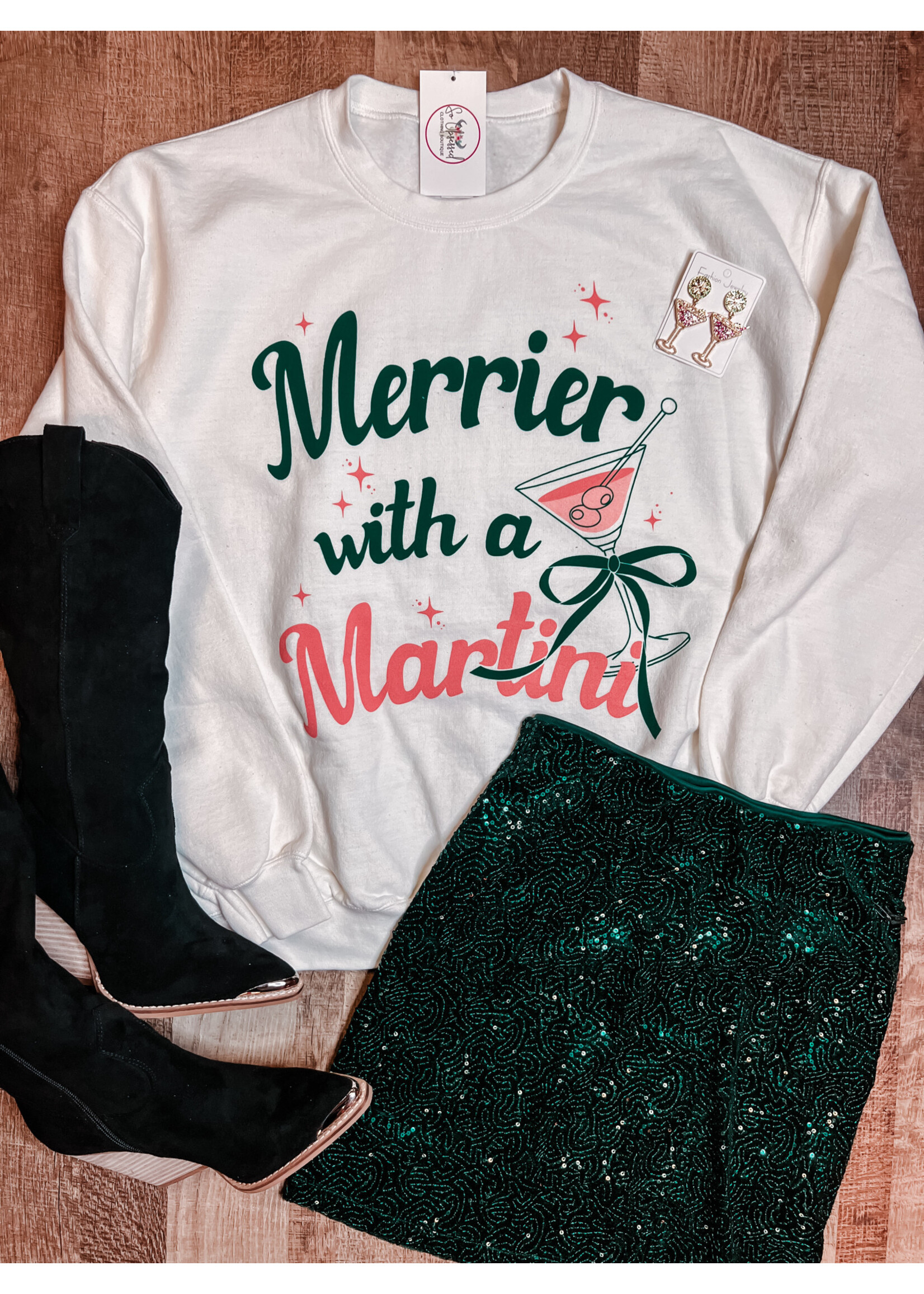 "Merrier With a Martini" Crewneck
