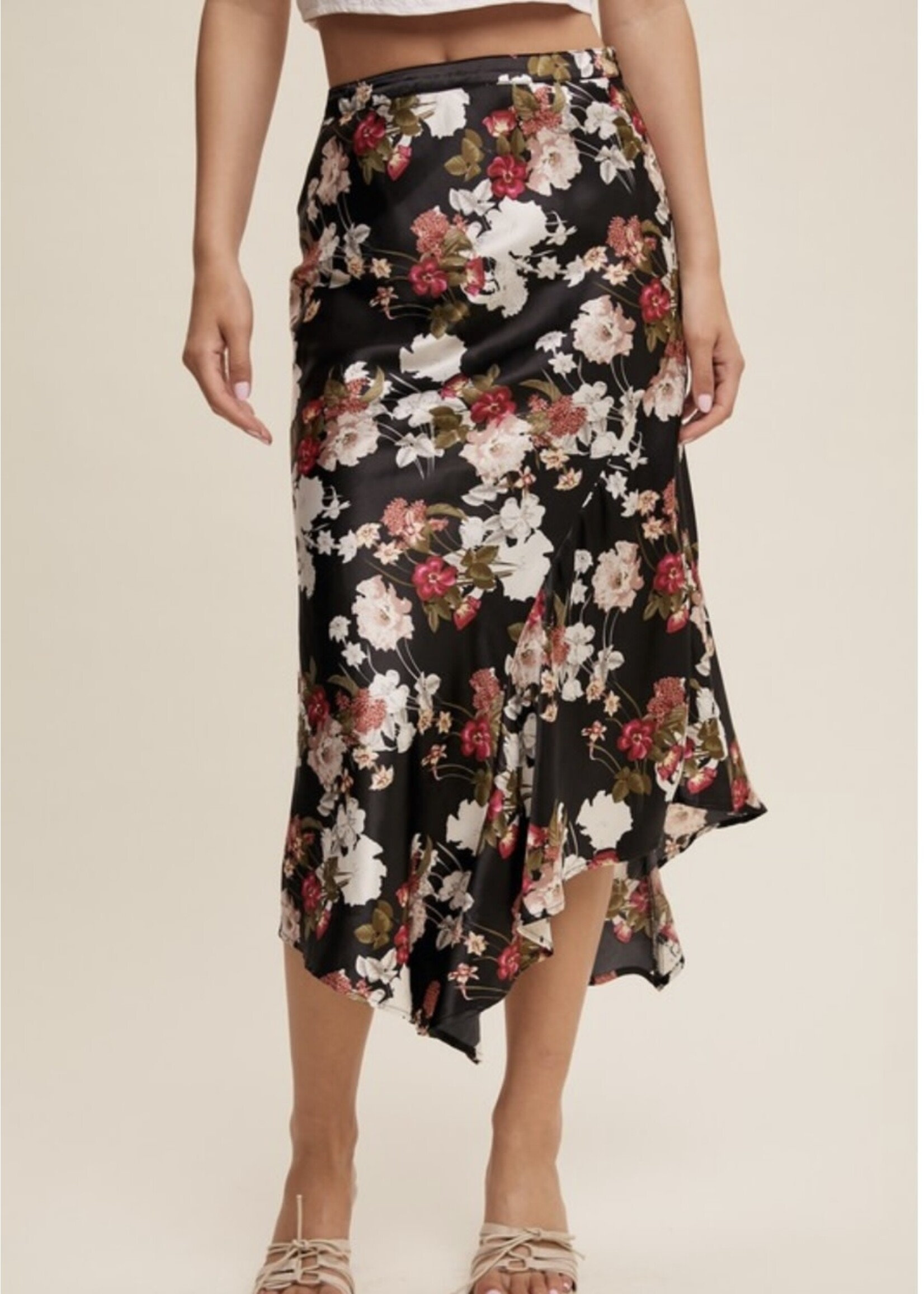 Taelyn Floral Print Midi Skirt