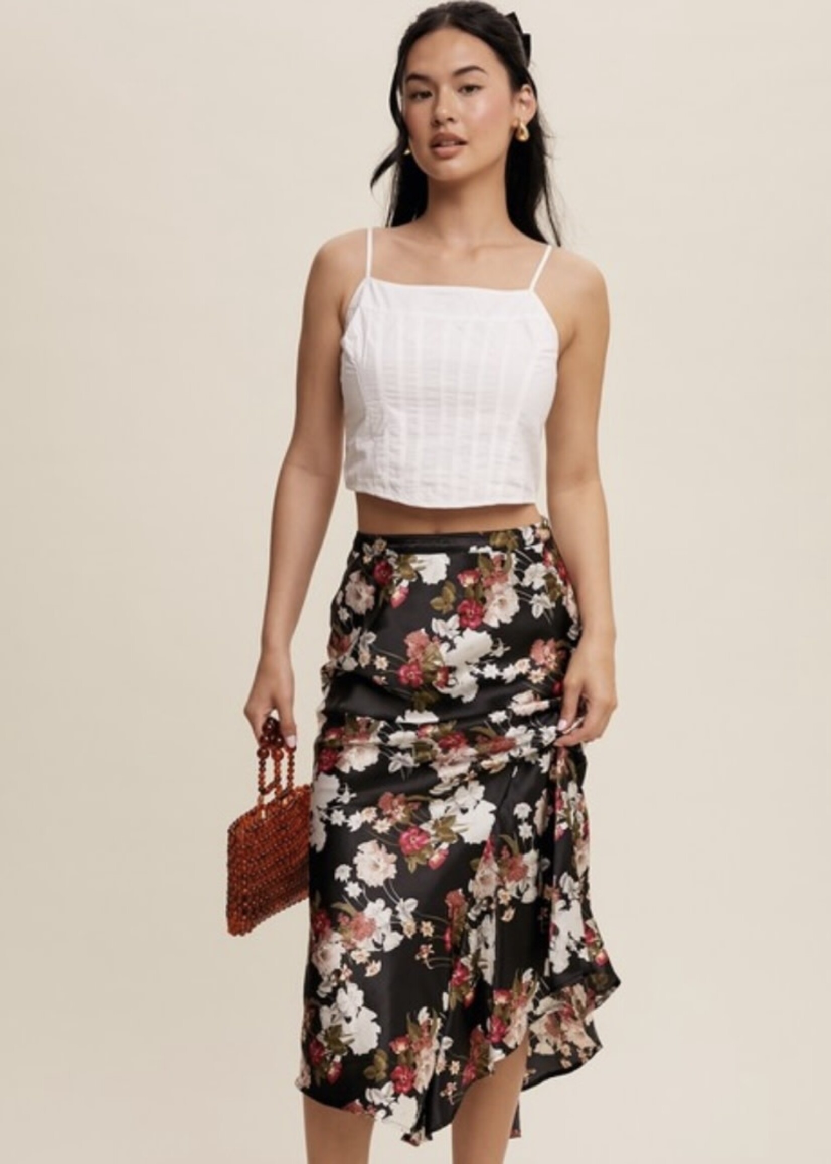 Taelyn Floral Print Midi Skirt