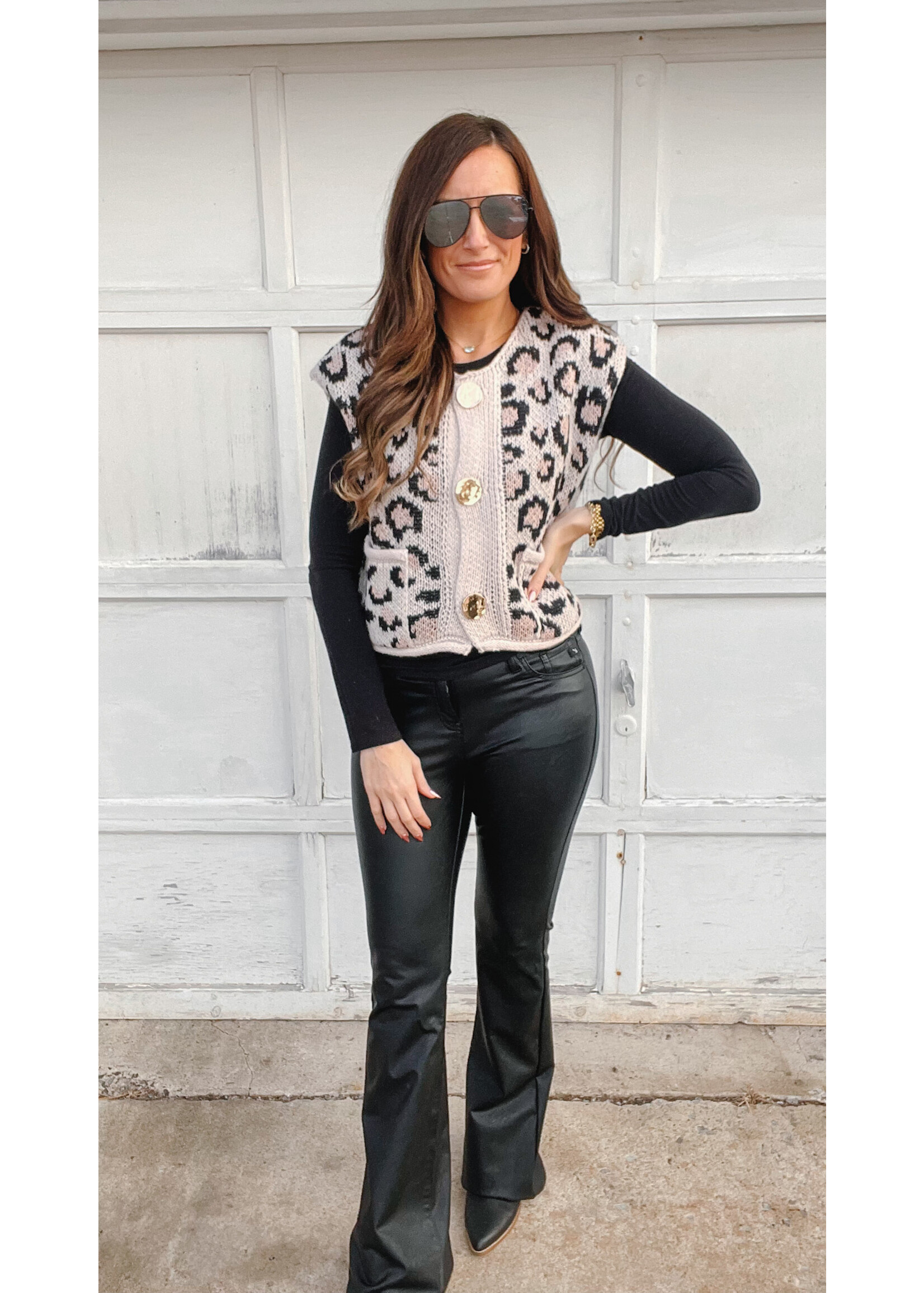 Clocking In Leopard Sweater Vest