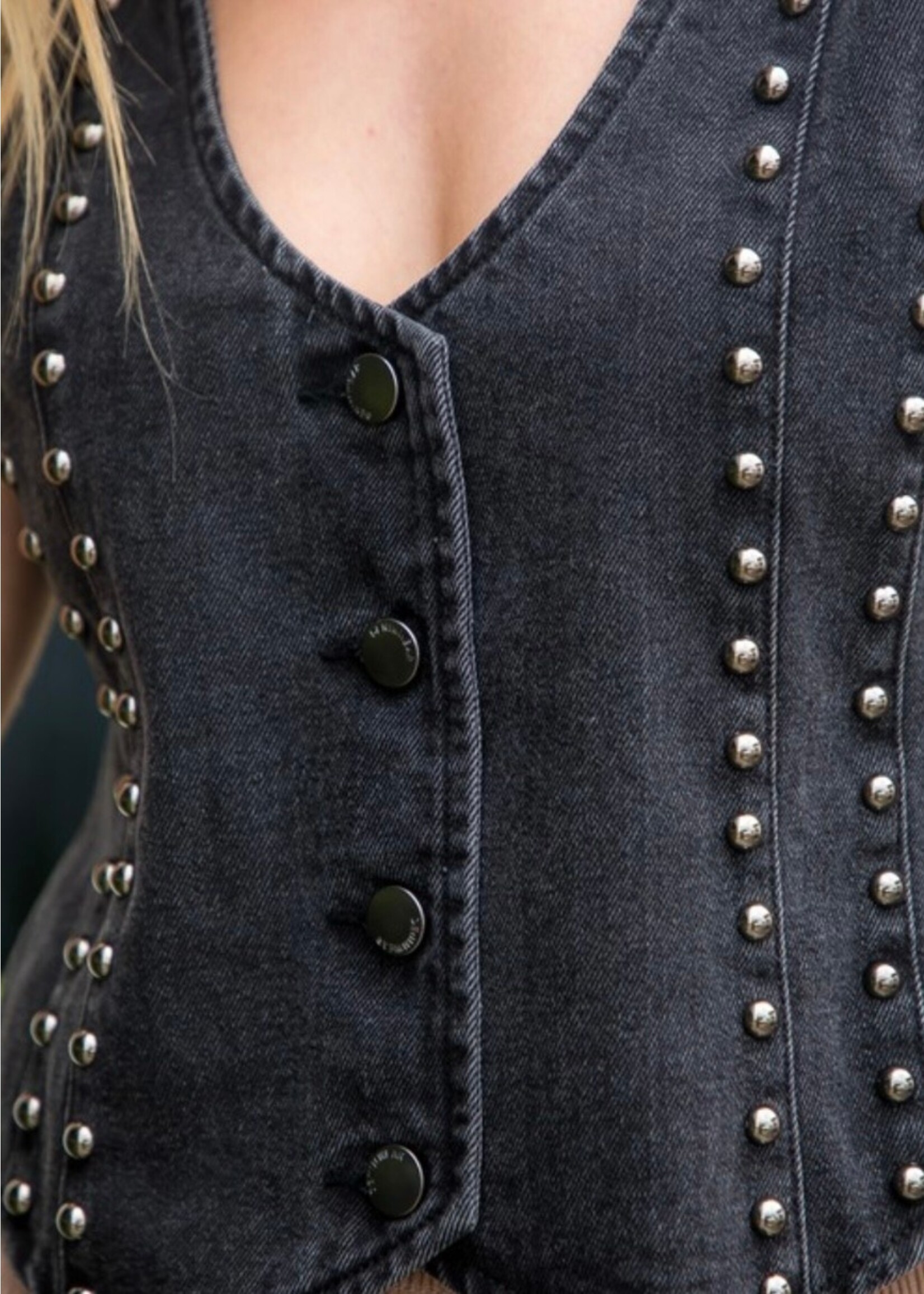 Riley Denim Washed Stud Vest