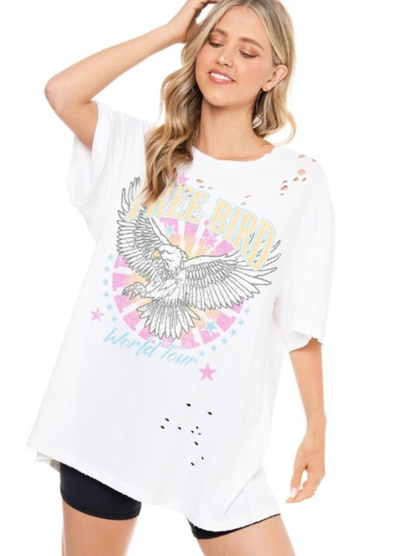 Free Bird World Tour Distressed Graphic Tee