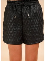 Quilted Textured Leather Shorts