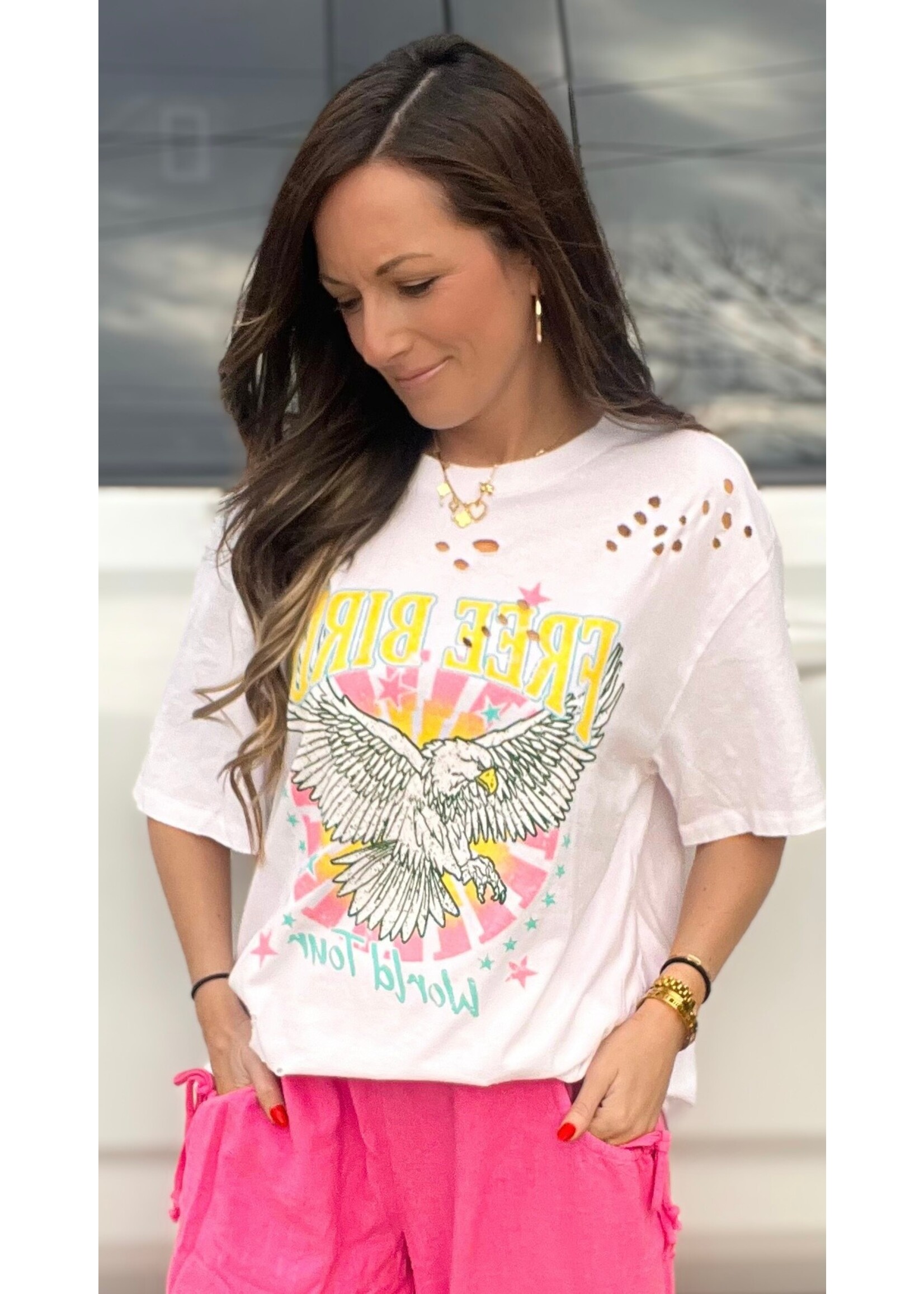 Free Bird World Tour Distressed Graphic Tee