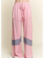 Mineral Wash Denim Patched Wide Leg Pants