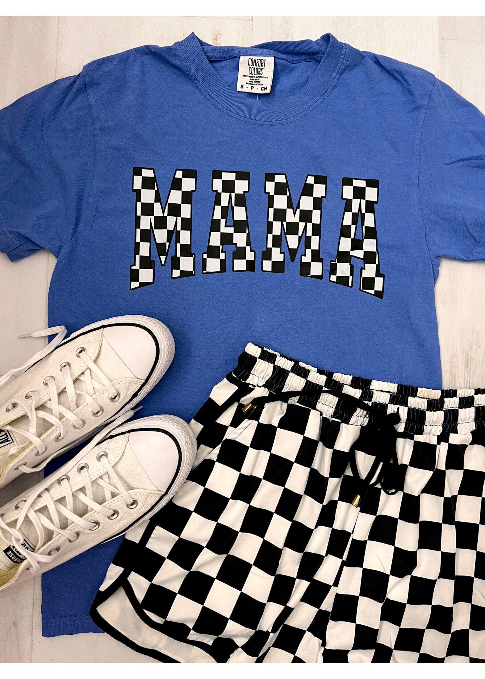 Checkered Mama Neon Tee