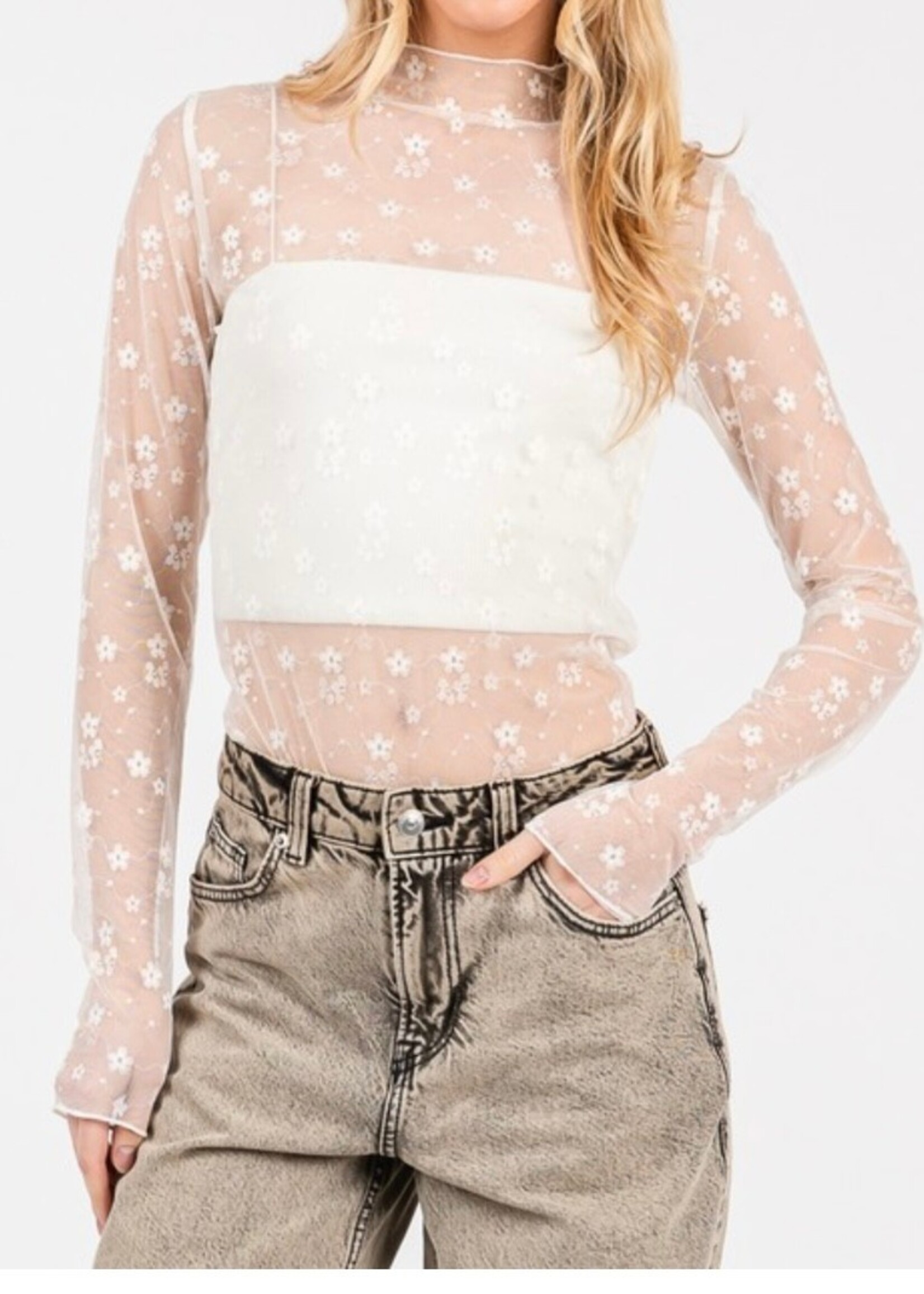 Floral Lace Layering Top