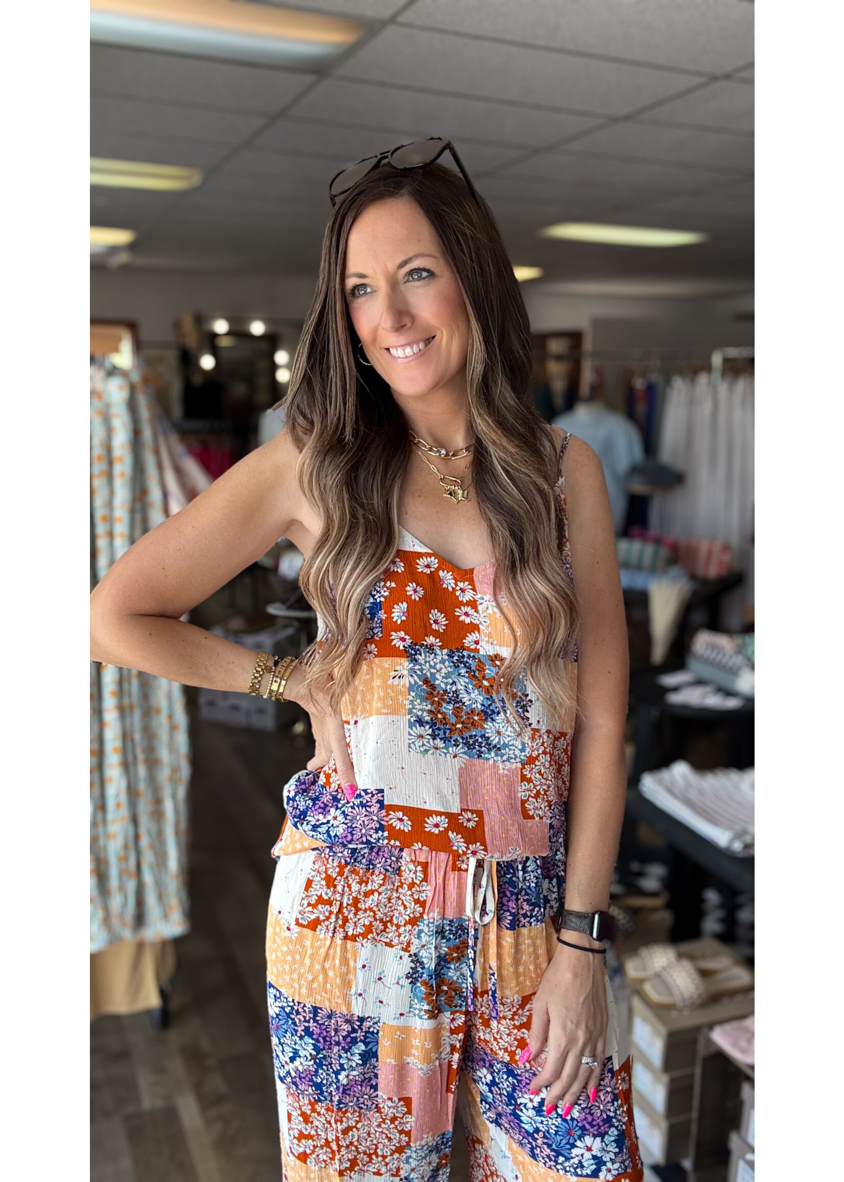 Patchwork V-Neck Cami