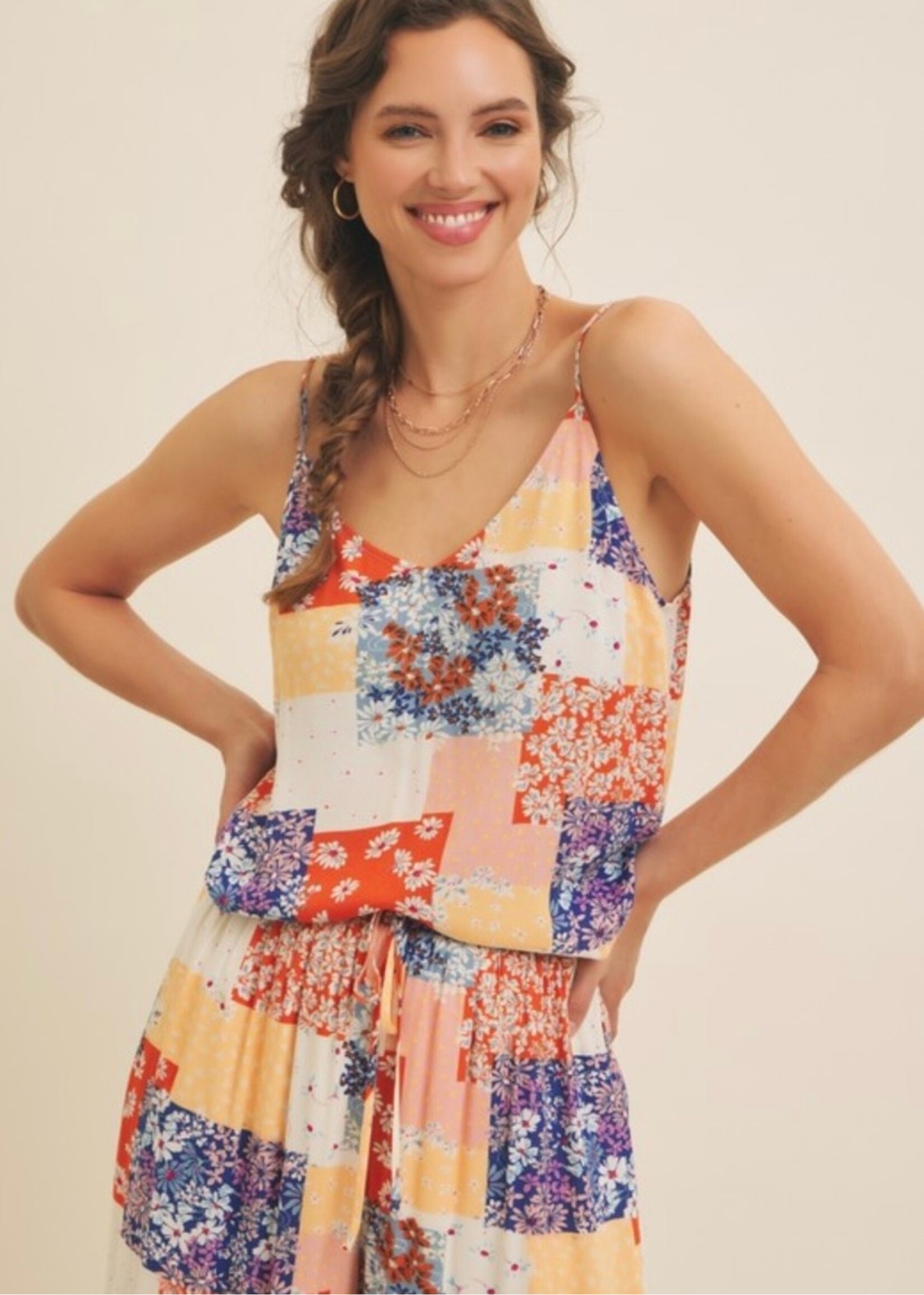 Patchwork V-Neck Cami