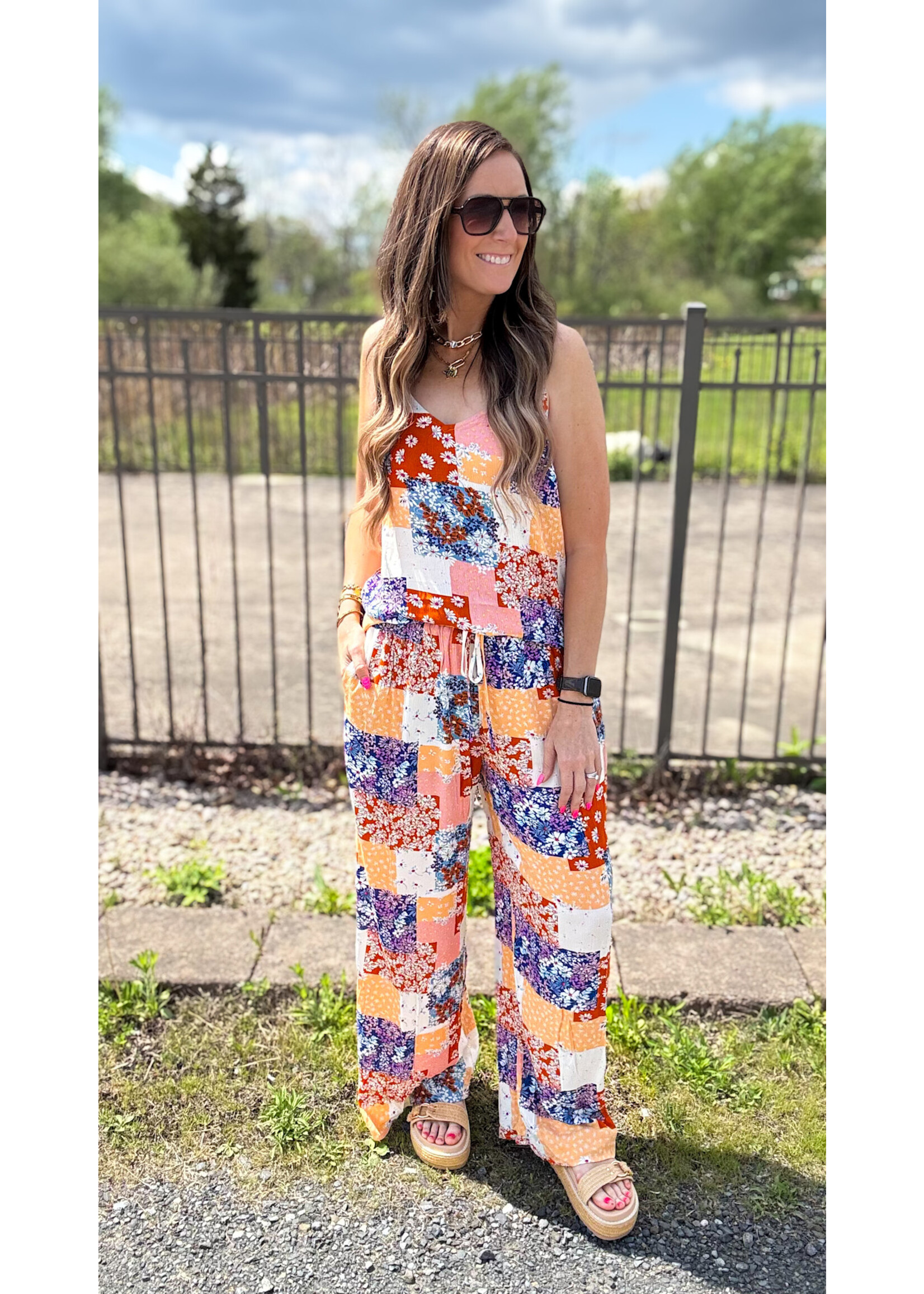 Alysen Patchwork Wide Leg Pants