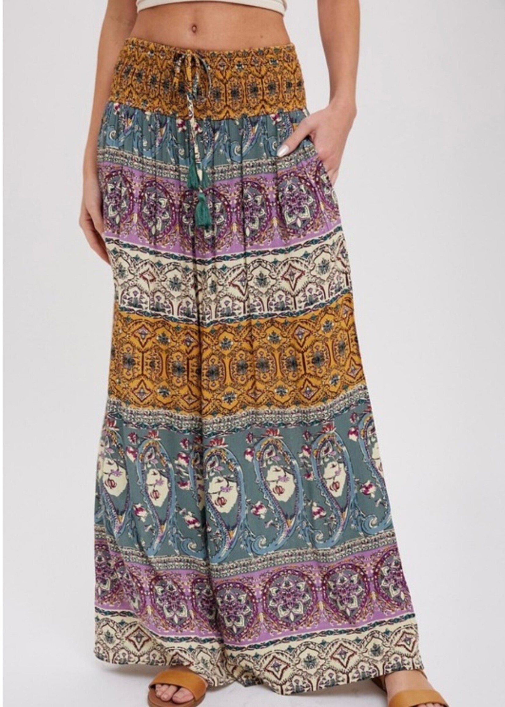 Trendsetter Boho Smocking Wide Leg Pants