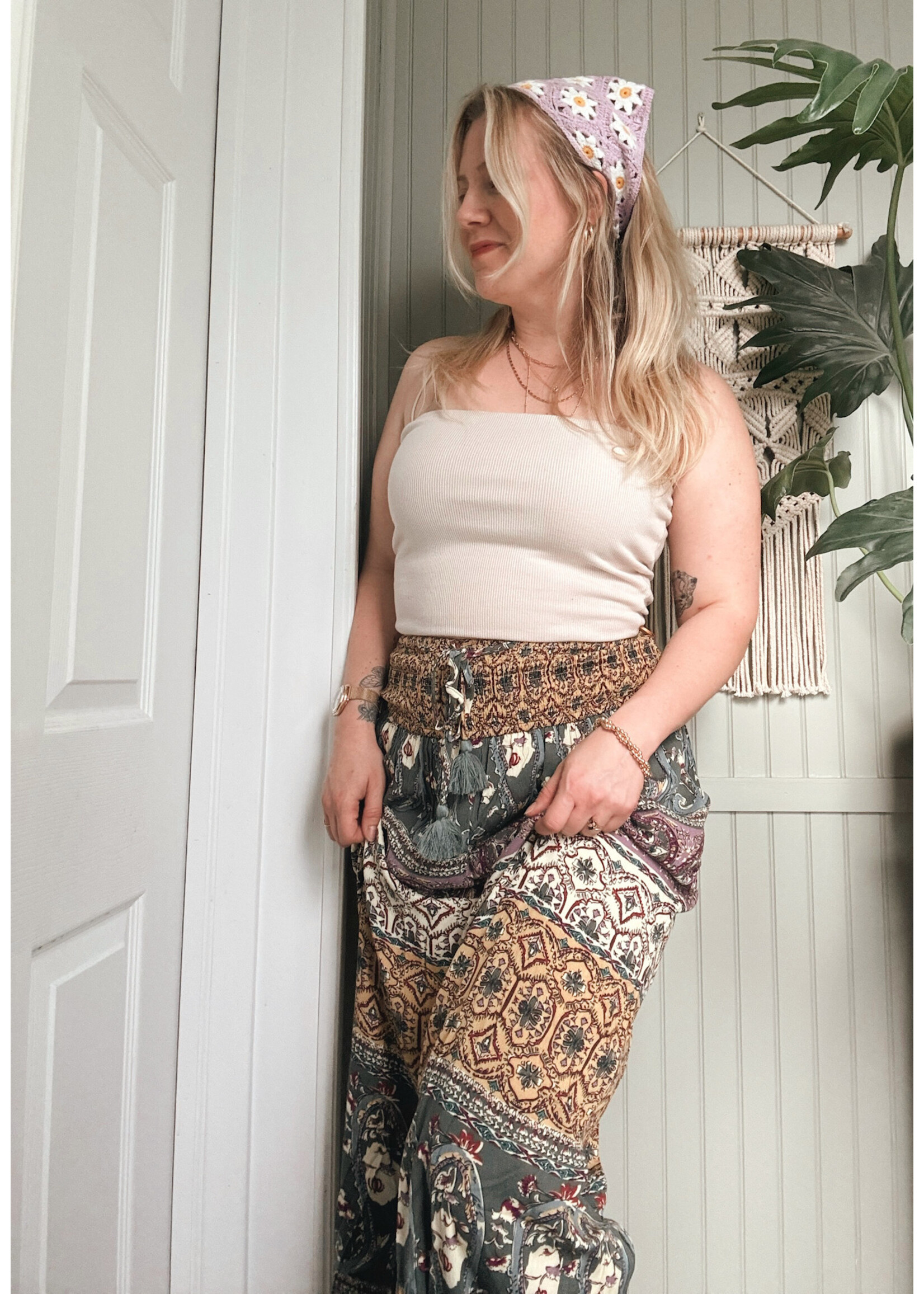 Trendsetter Boho Smocking Wide Leg Pants