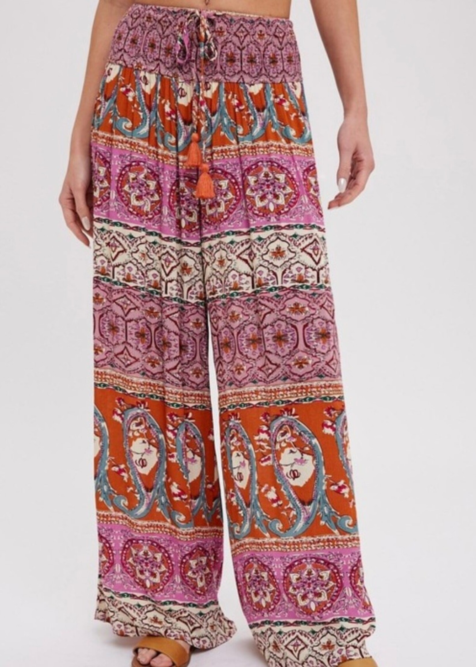 Trendsetter Boho Smocking Wide Leg Pants