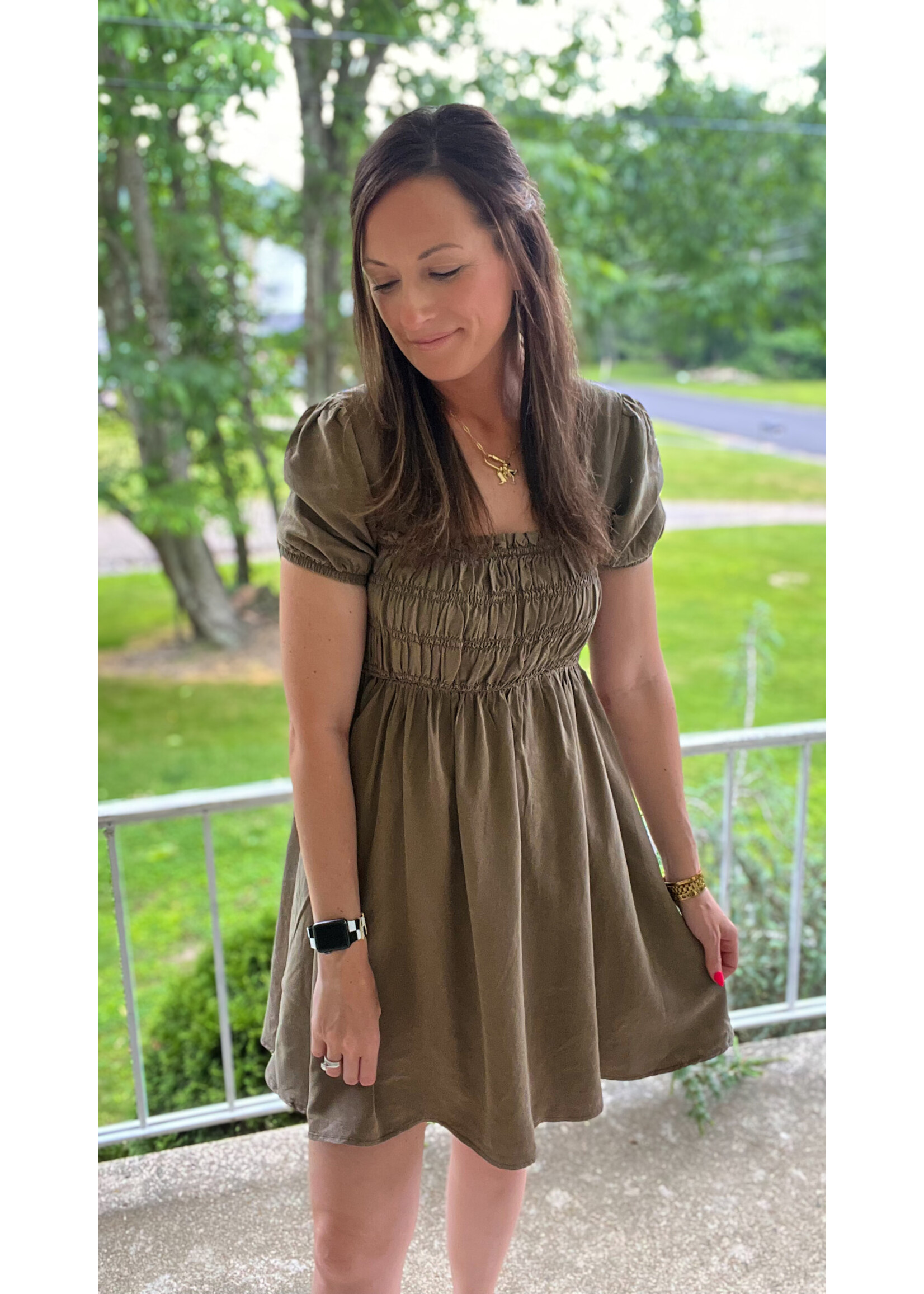 Kobie Mineral Wash Puff Sleeve Dress
