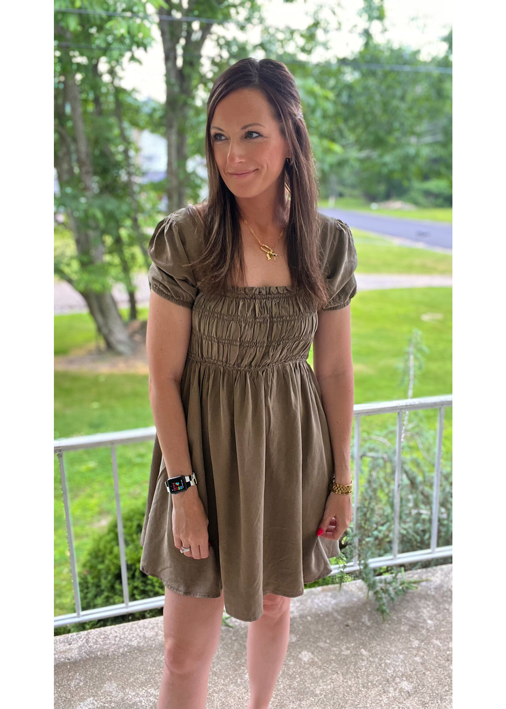Kobie Mineral Wash Puff Sleeve Dress