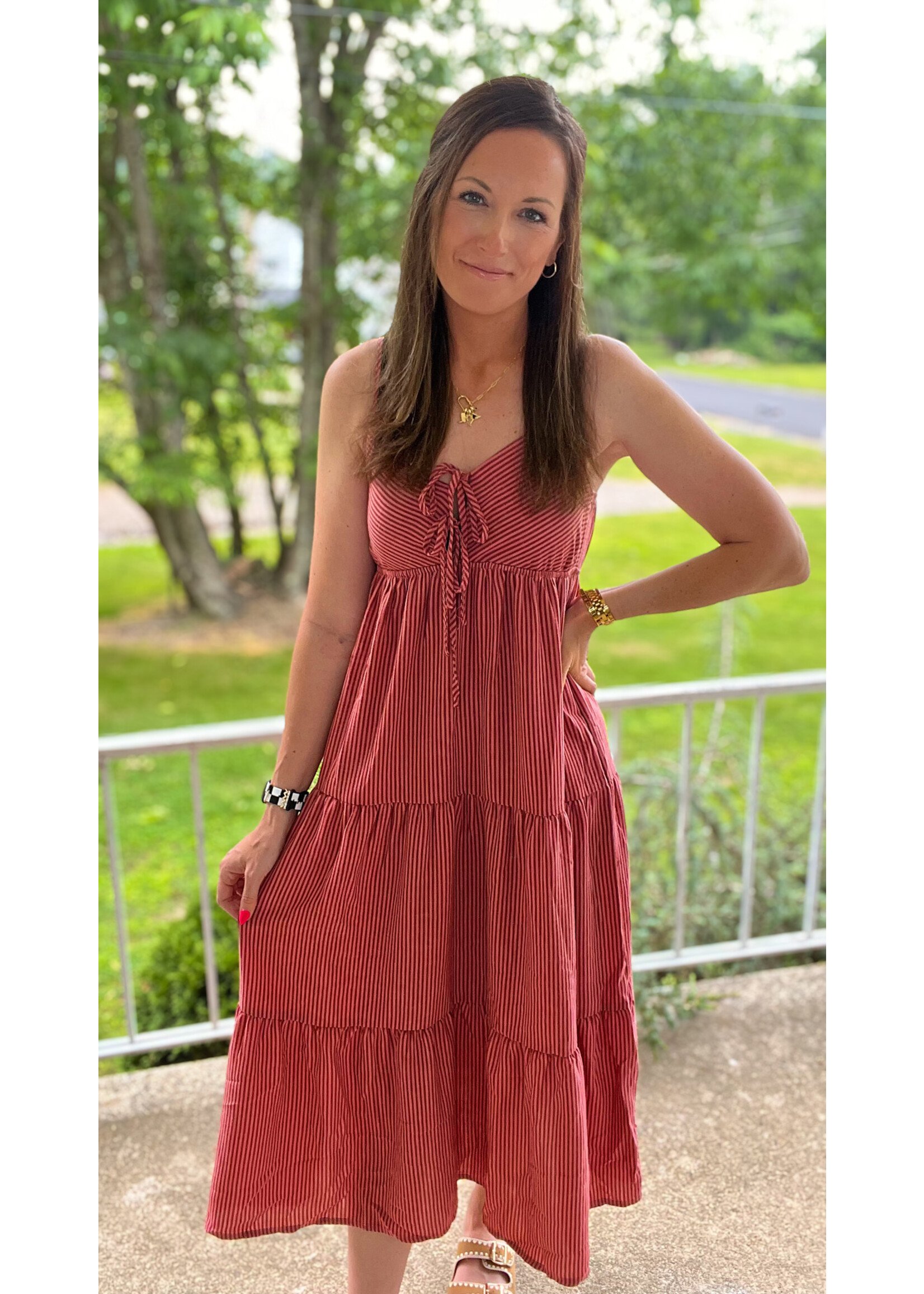 Tinslie Striped Cut Out Dress