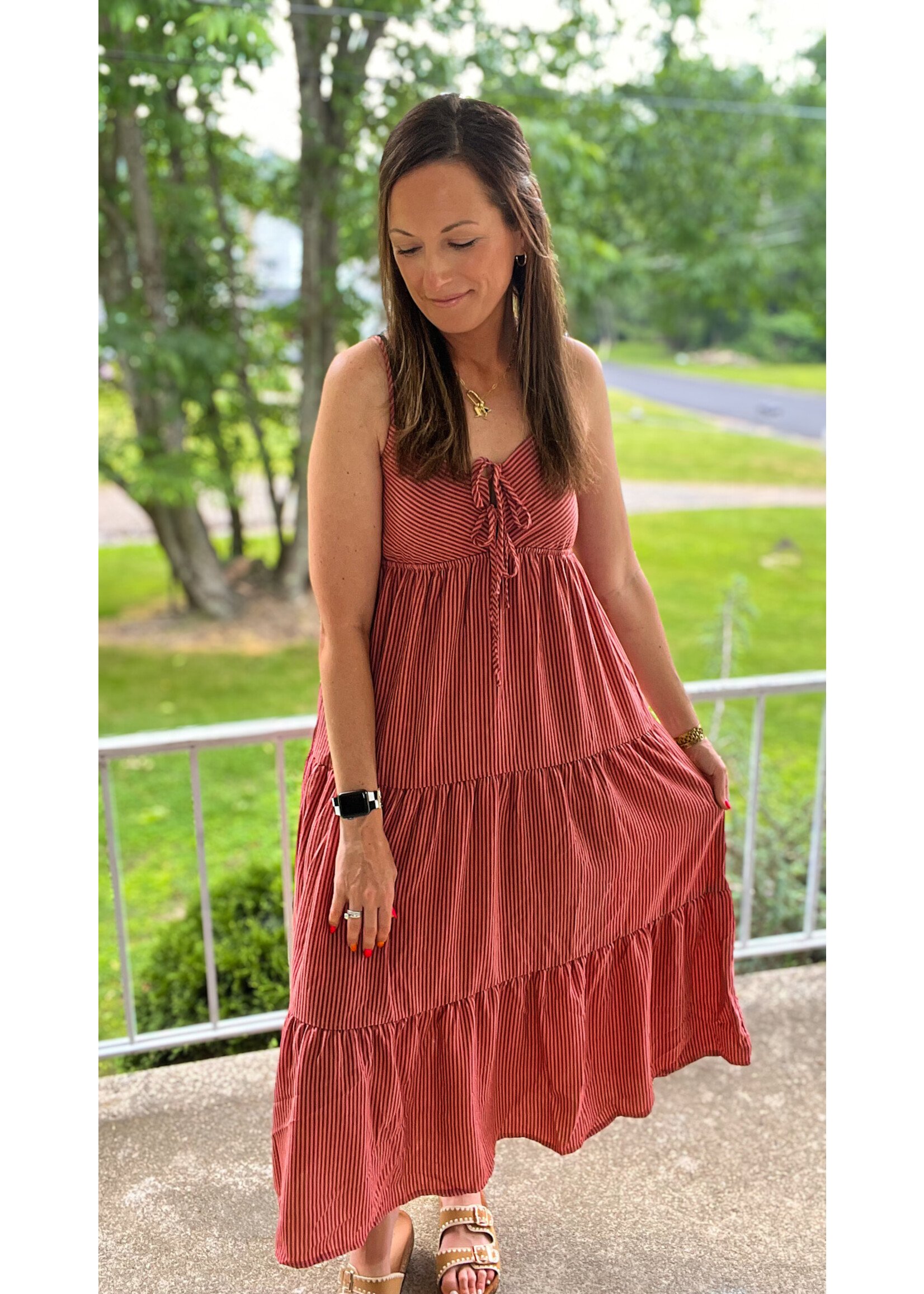 Tinslie Striped Cut Out Dress
