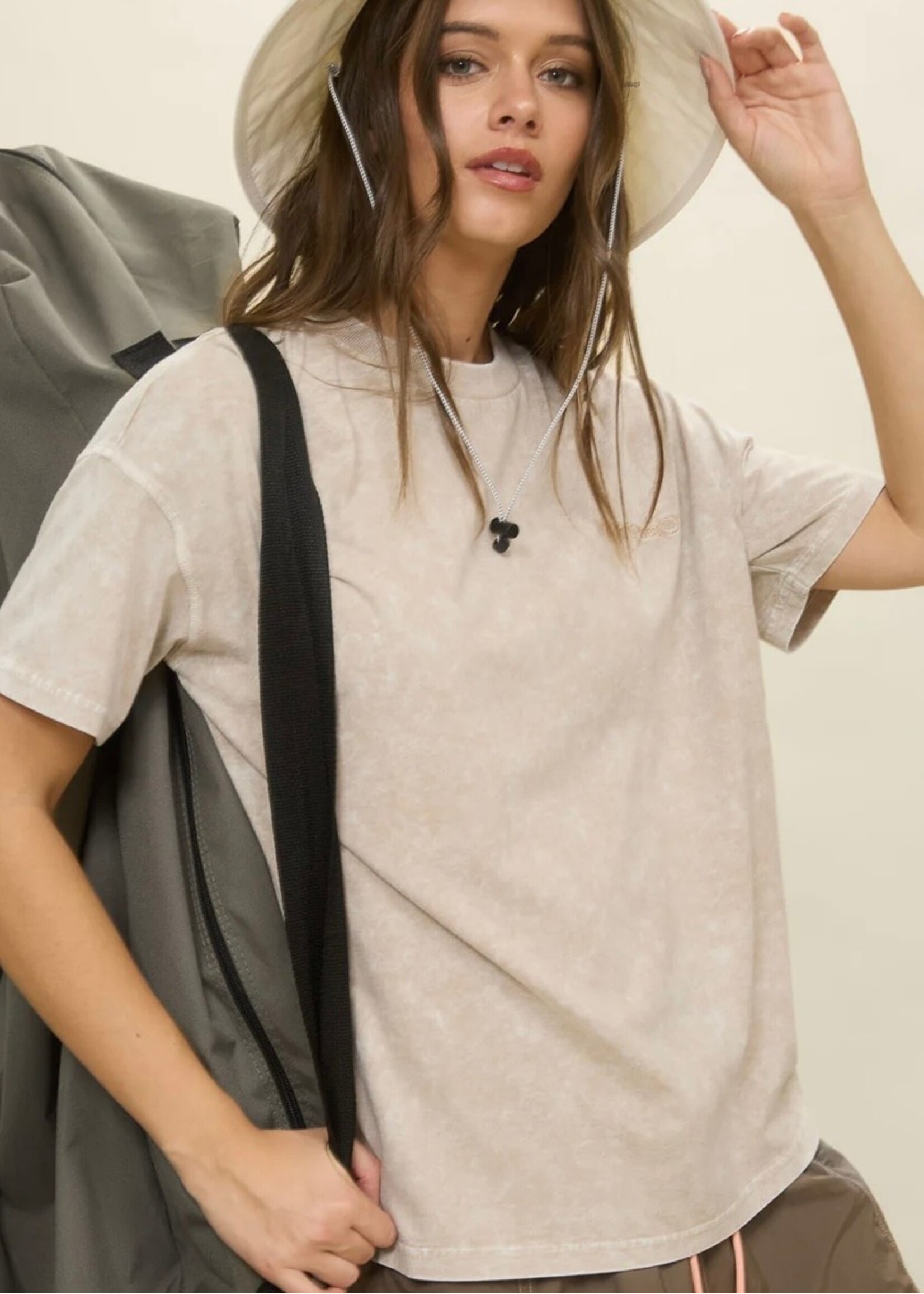 Good Vibes Embroidered Washed Tee
