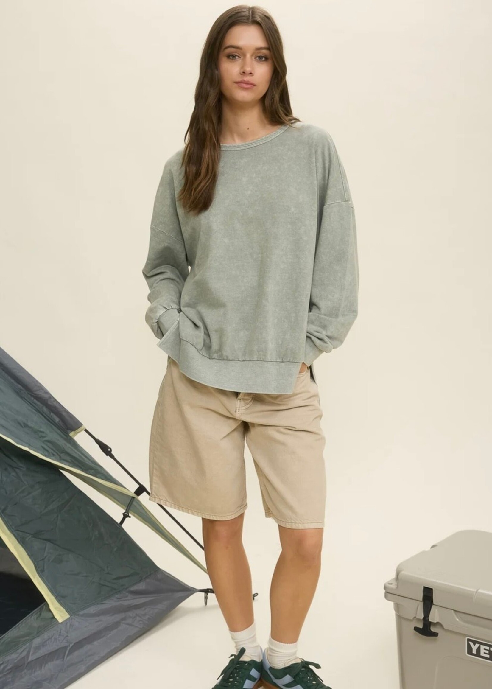 Cool Nights Washed Crewneck