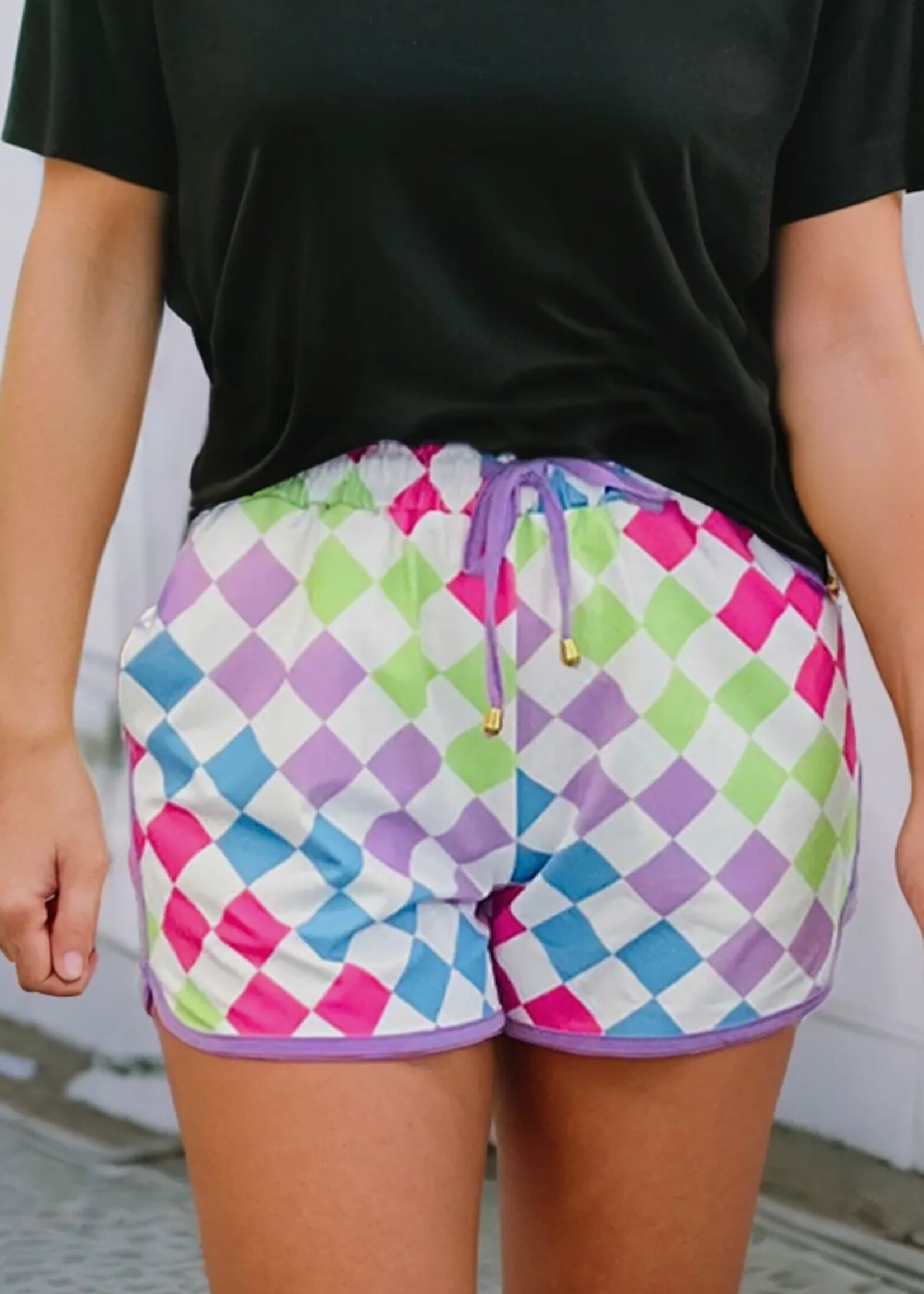 Pamona Checkered Drawstring Shorts