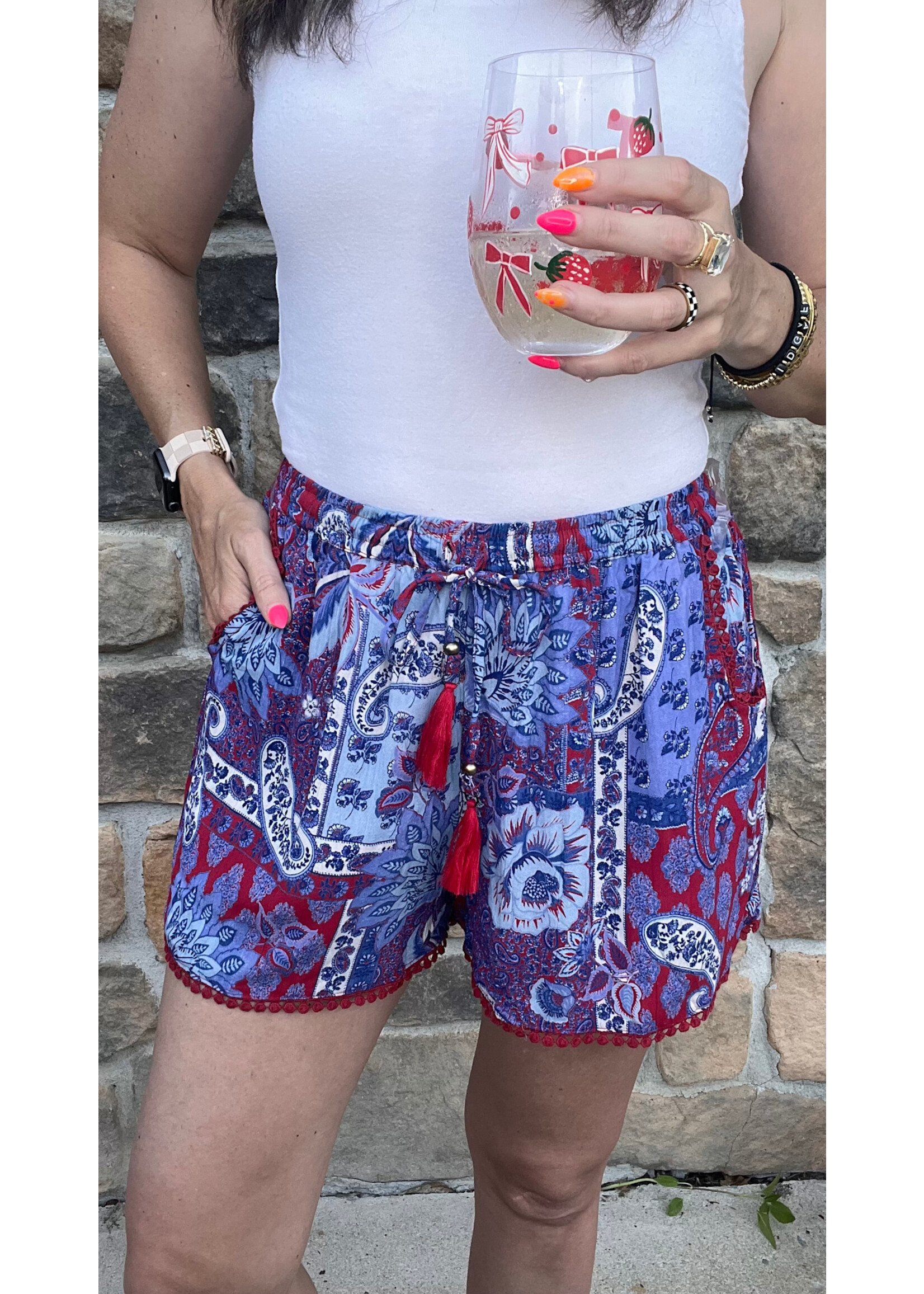 Americana  Paisley Patchwork Shorts