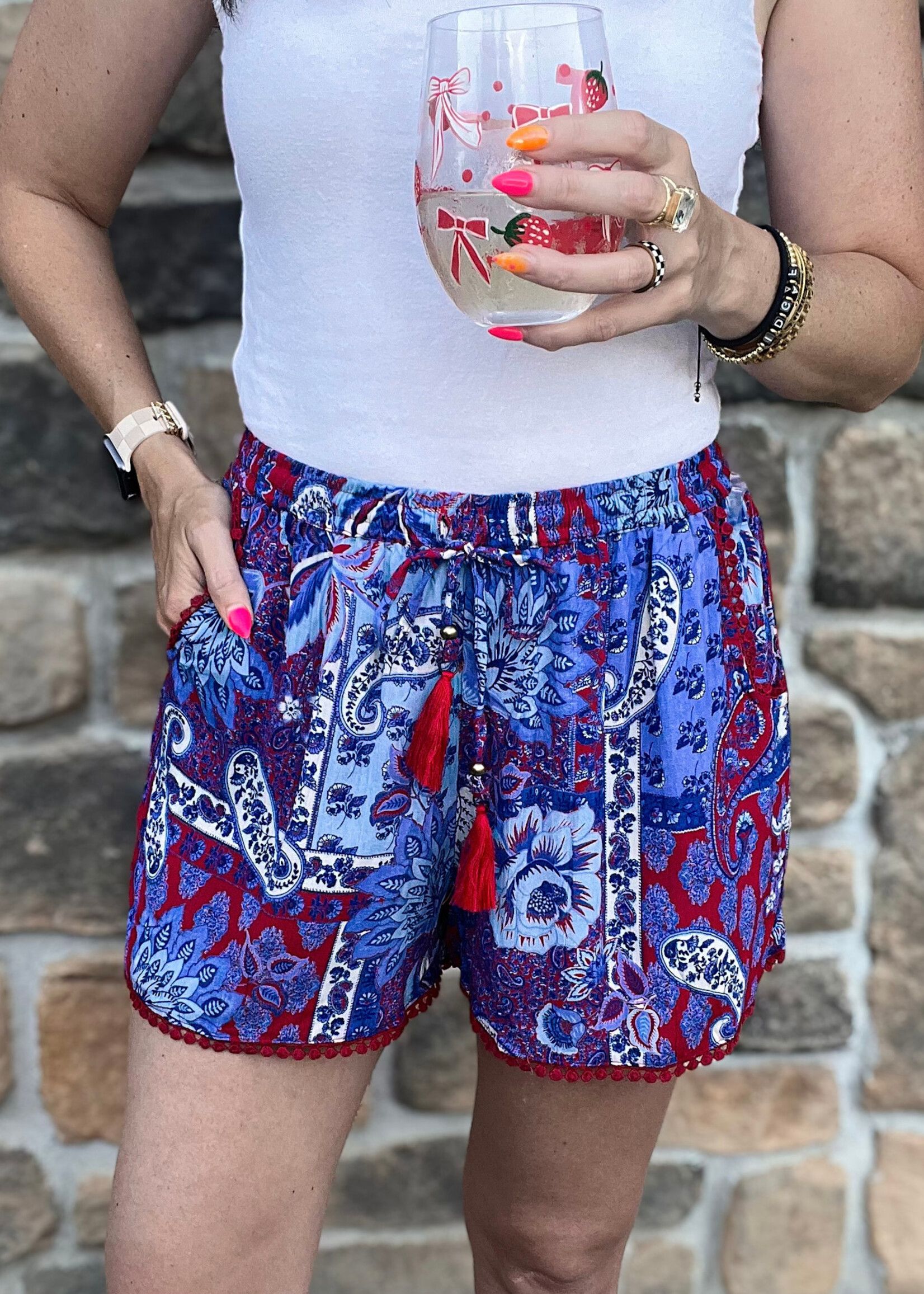 Americana  Paisley Patchwork Shorts