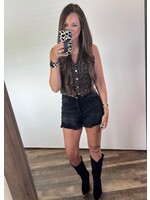 Luxee Leopard Denim Vest