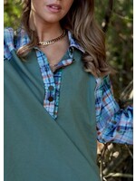 Jaqueline Mixed Media Plaid Henley