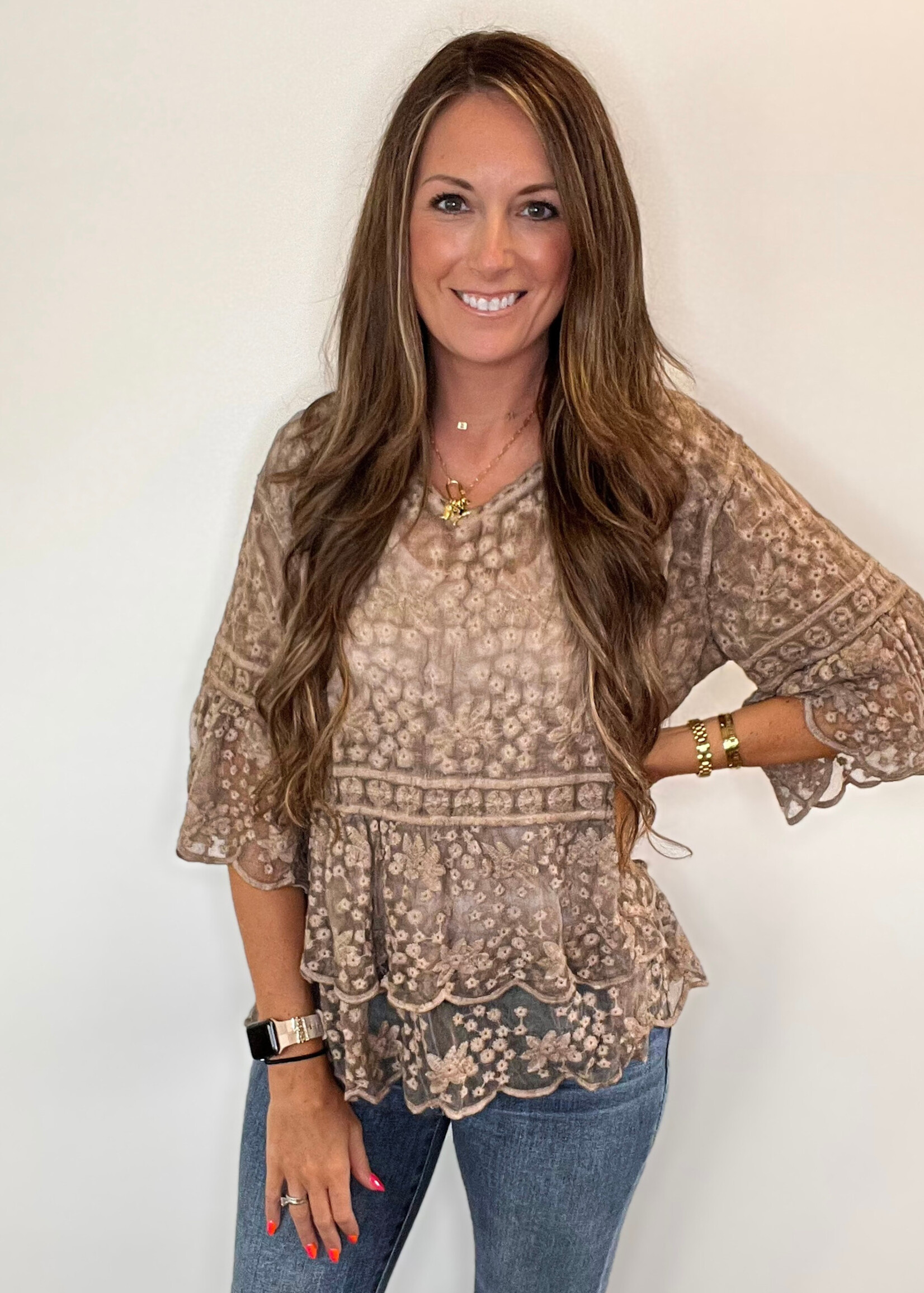 Lucienne Bell Sleeve Lace Top