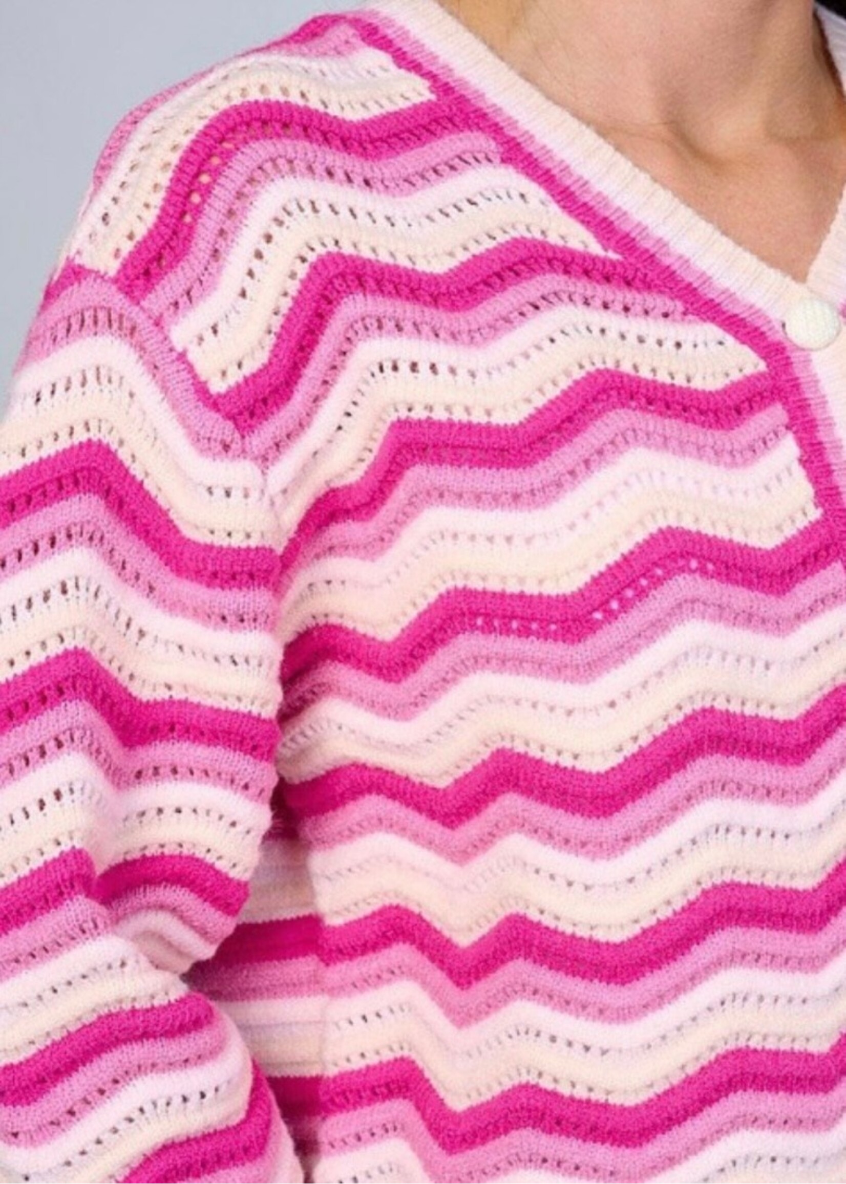 Bubblegum Colorblock Chevron Cardigan