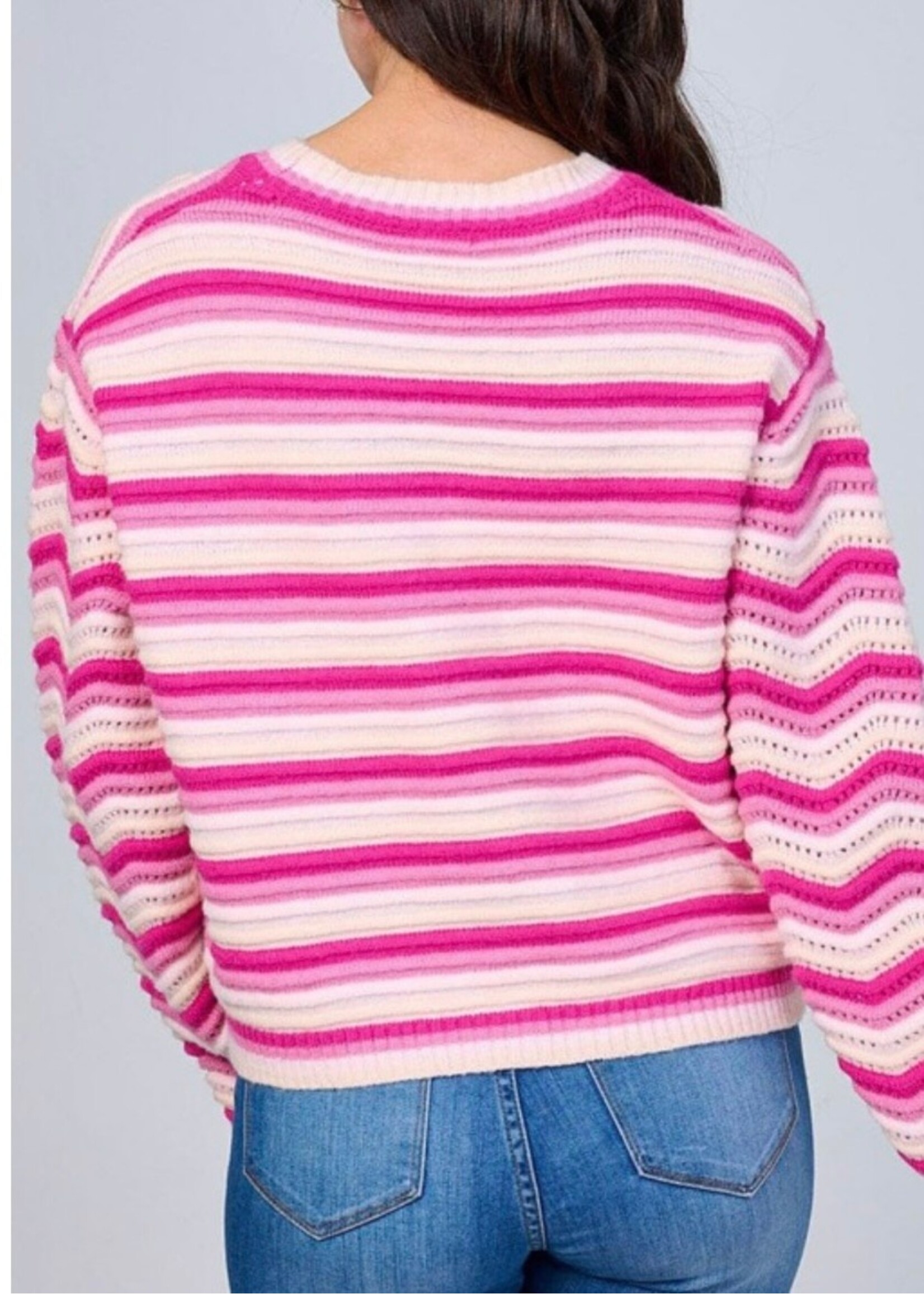 Bubblegum Colorblock Chevron Cardigan