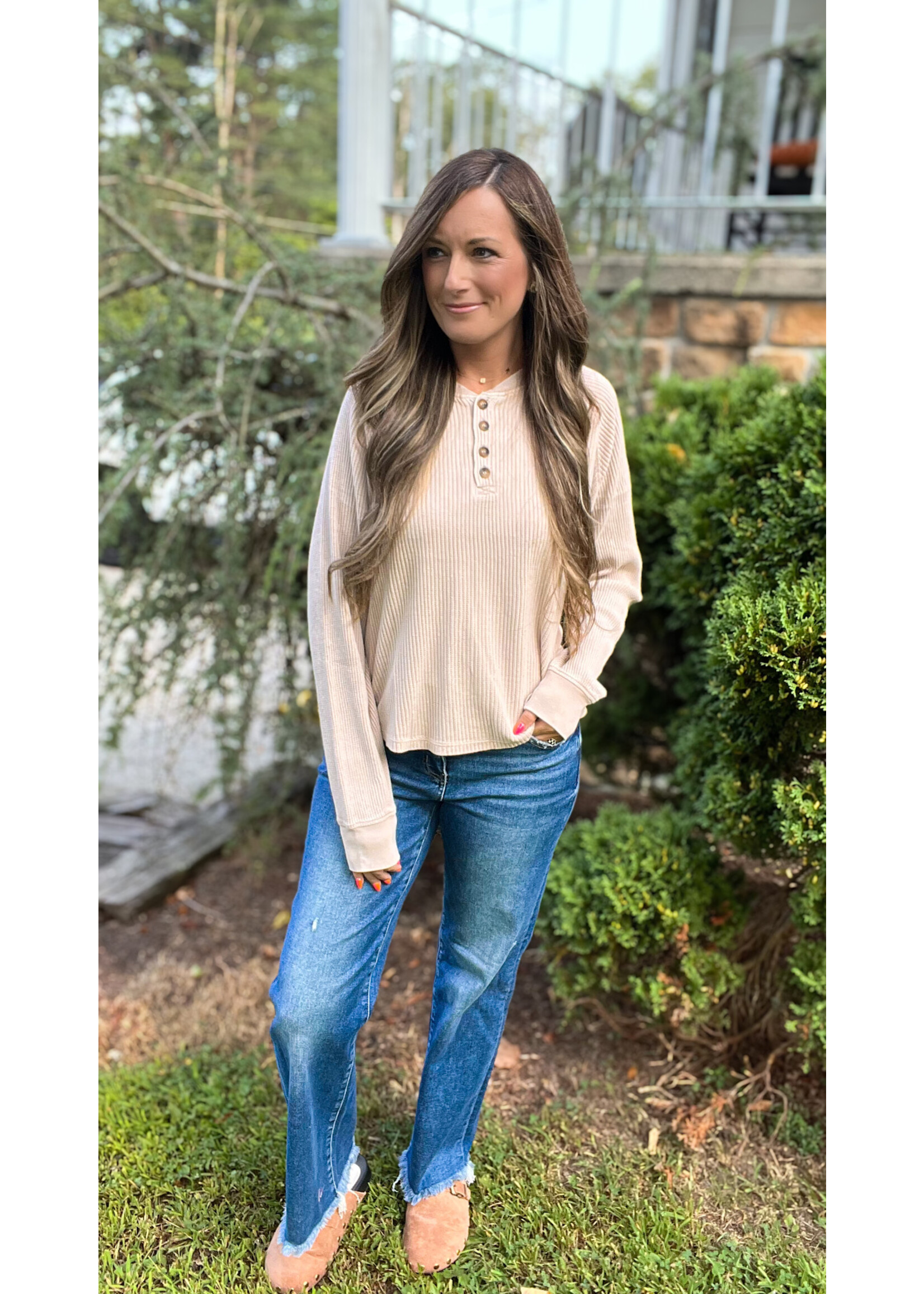 Lana Mineral Washed Waffle Henley Top