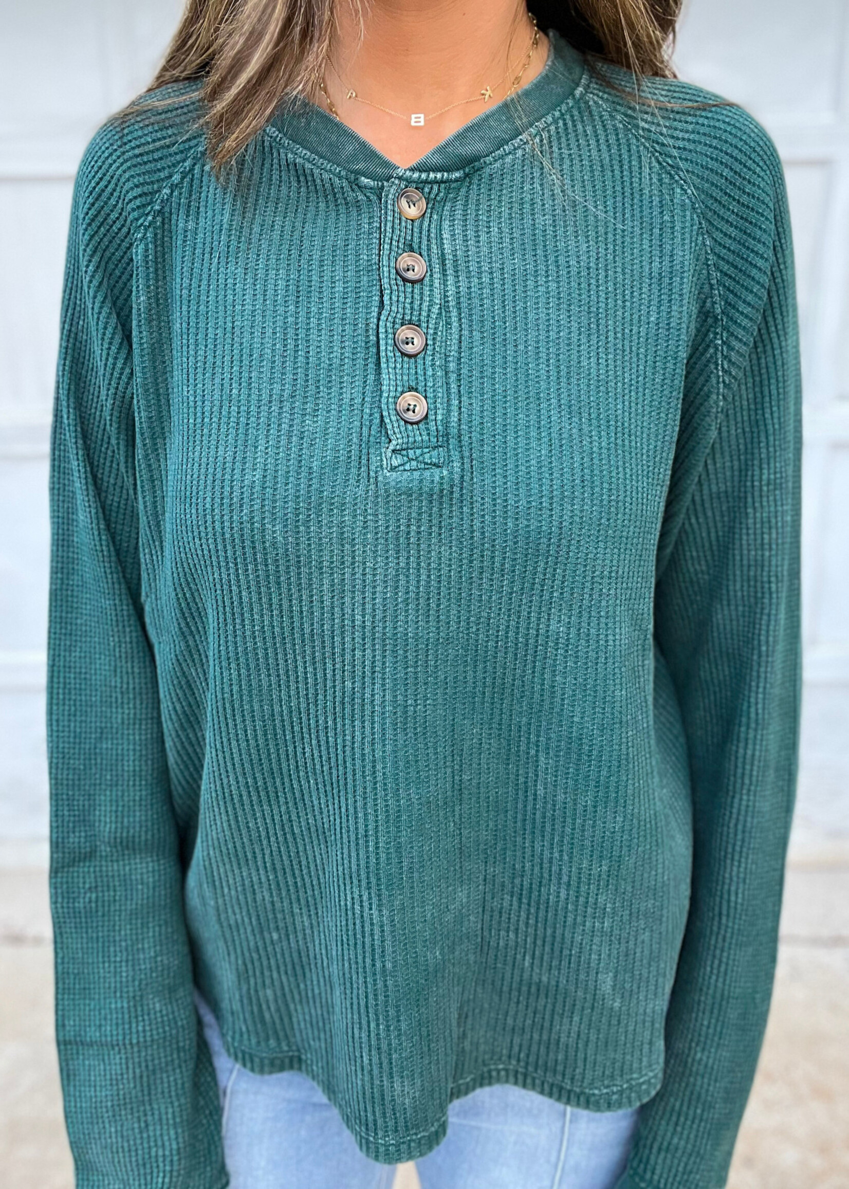 Lana Mineral Washed Waffle Henley Top