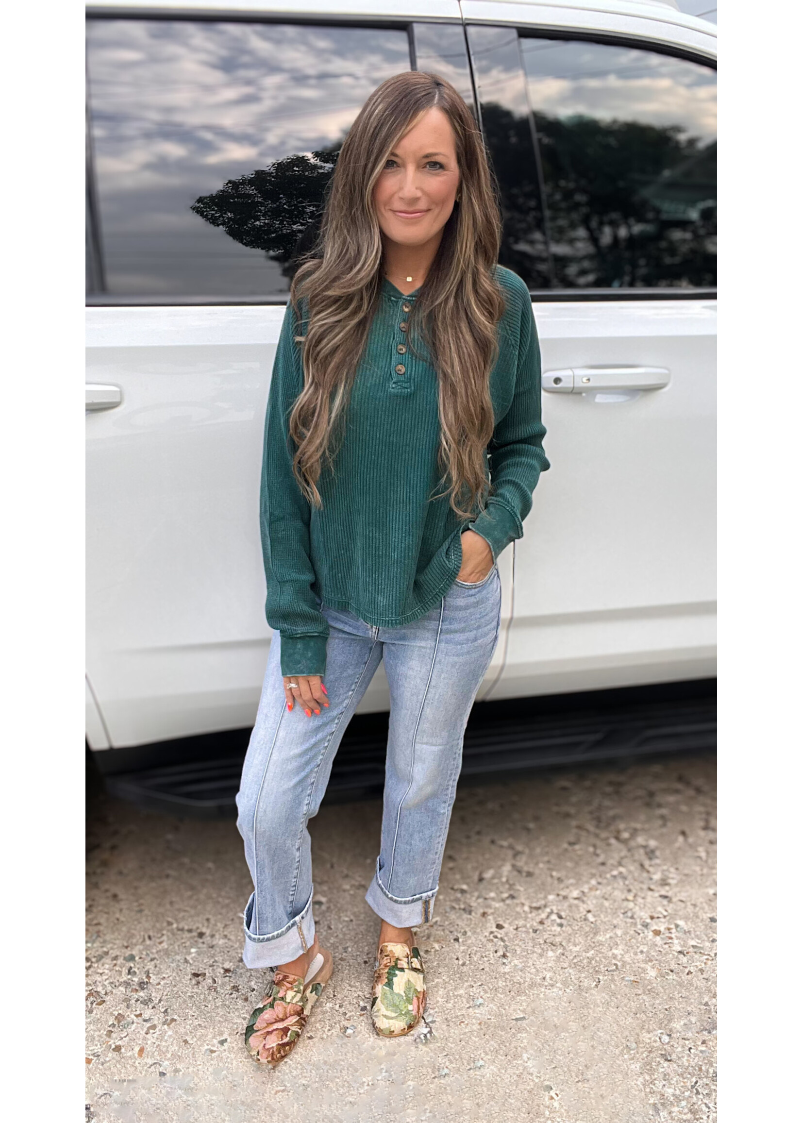 Lana Mineral Washed Waffle Henley Top