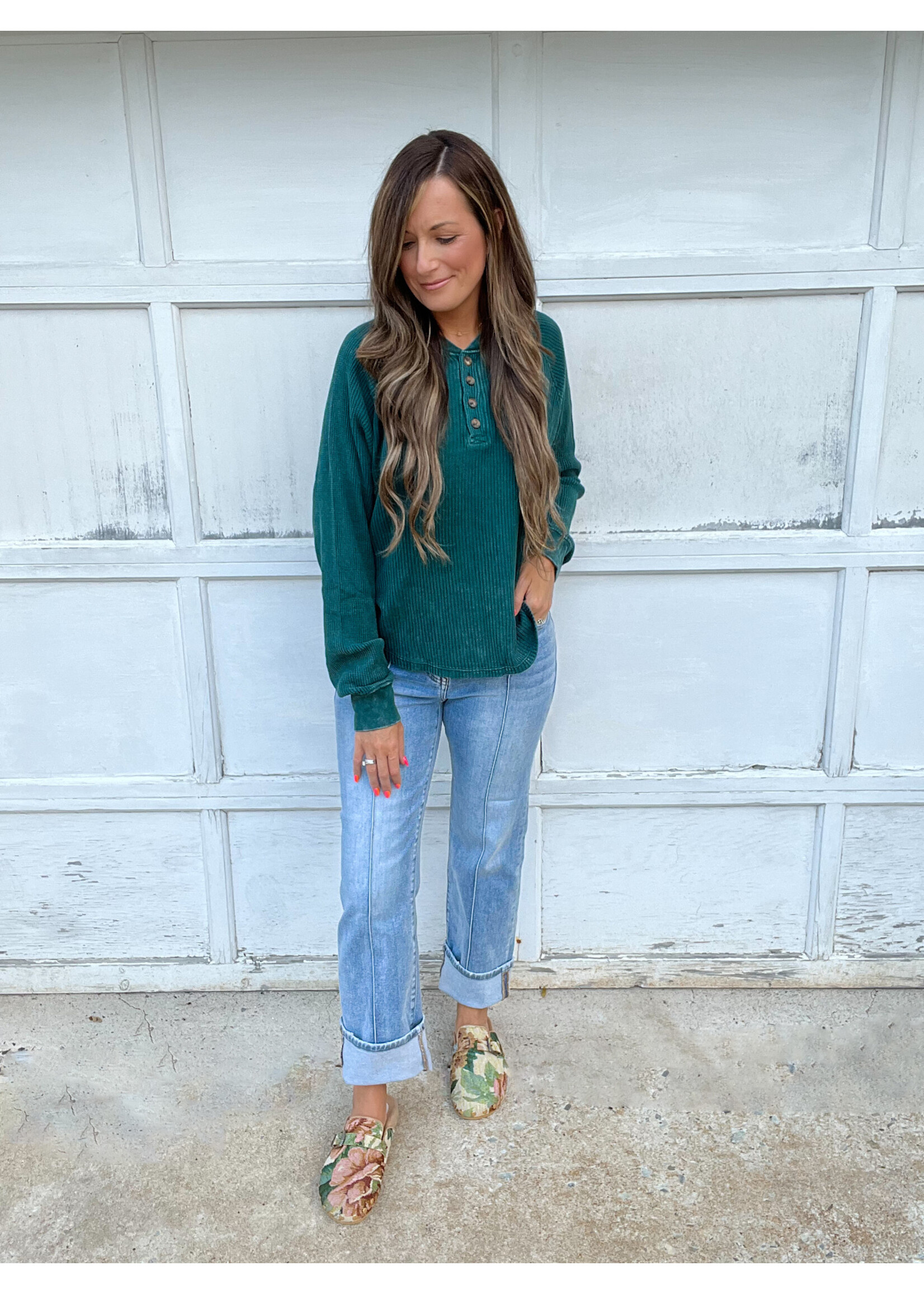 Lana Mineral Washed Waffle Henley Top