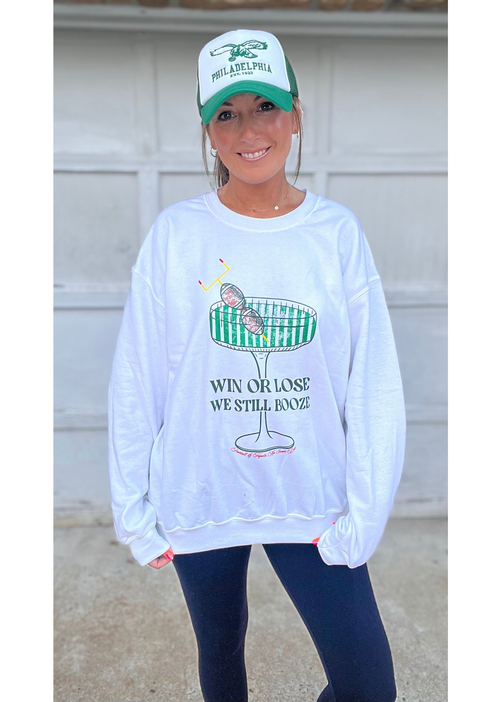 Win or Lose We Still Booze Crewneck