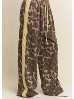 Levan Stripe Leopard Print  Wide Leg Pants