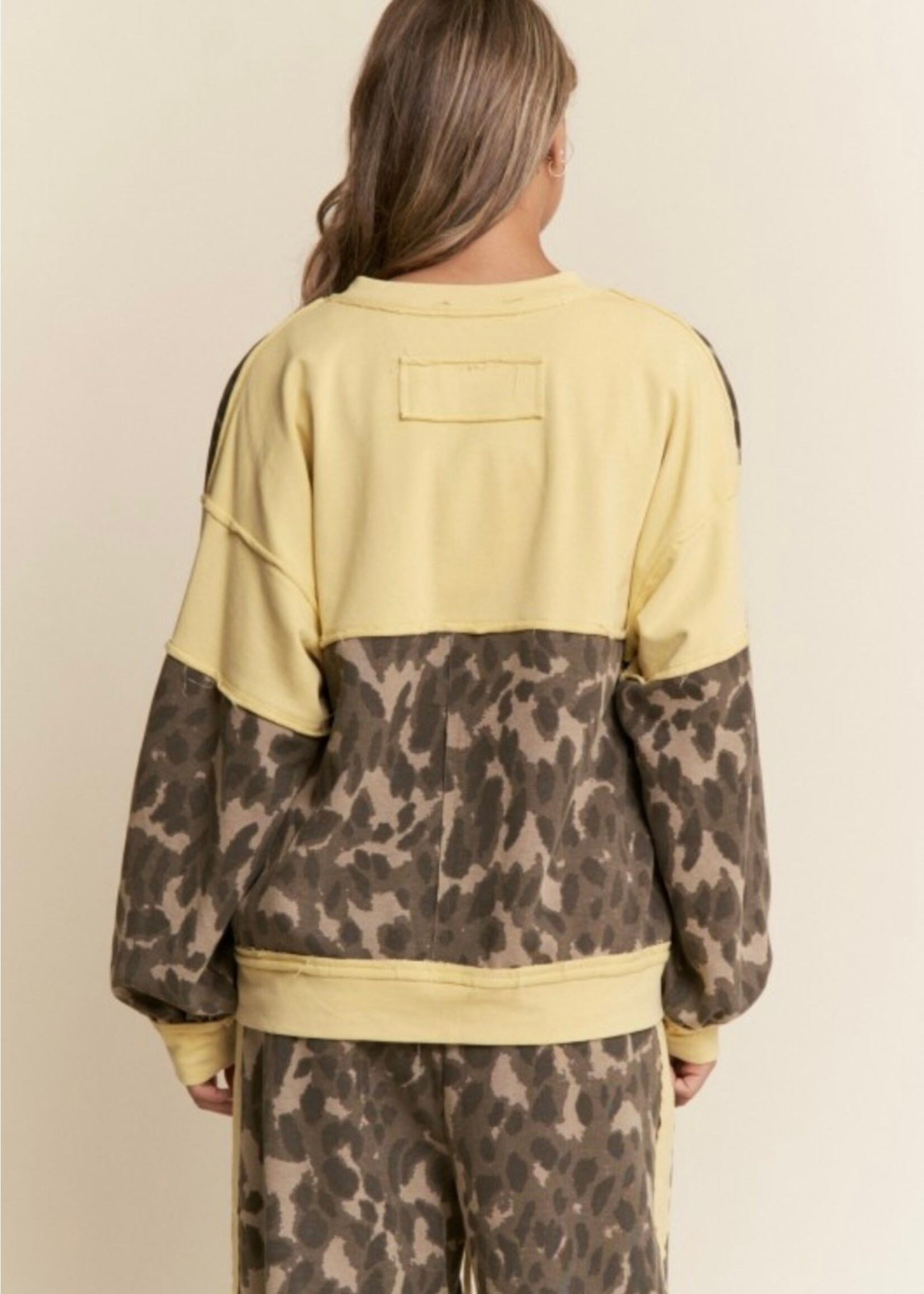 Levan Leopard Print Patchwork Top