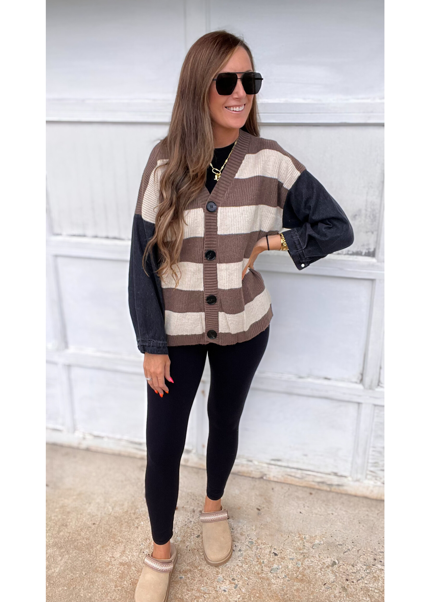 Kelise Cardigan with Denim Sleeves