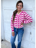 Bubblegum Colorblock Chevron Cardigan