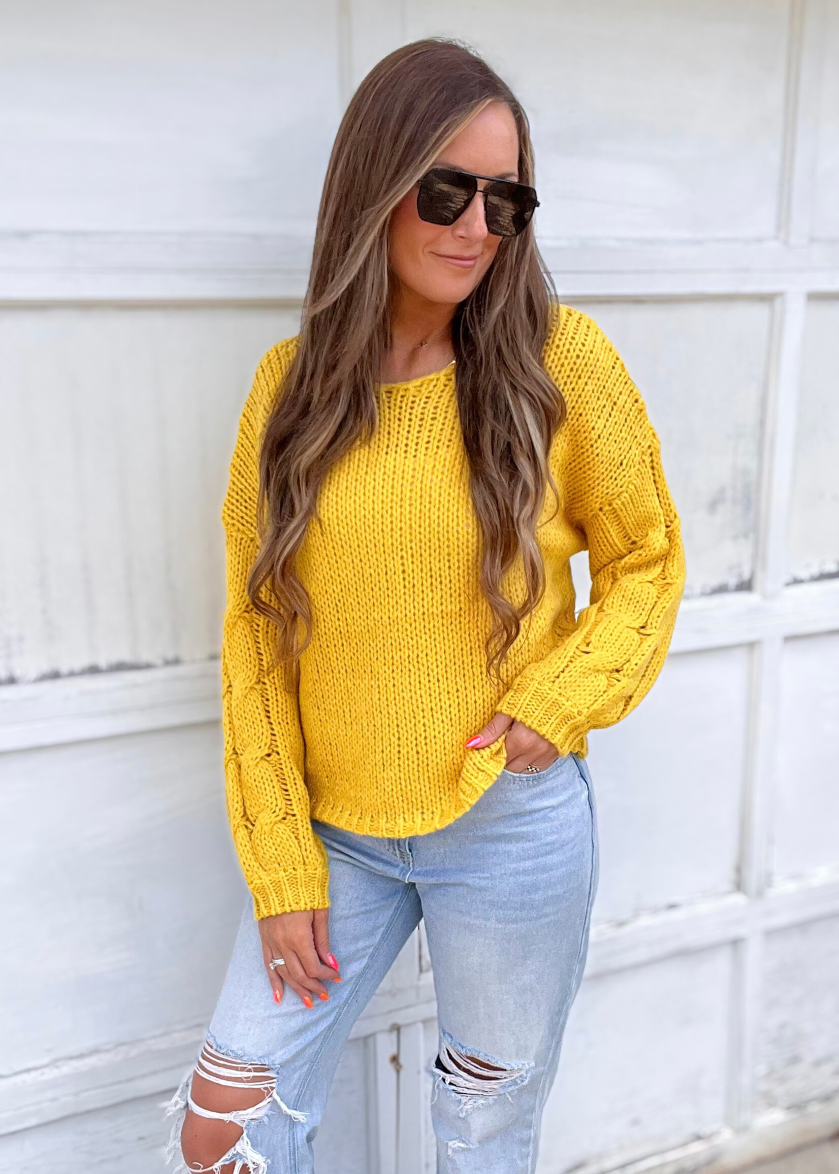 Golden Hour Cable Knit Sweater